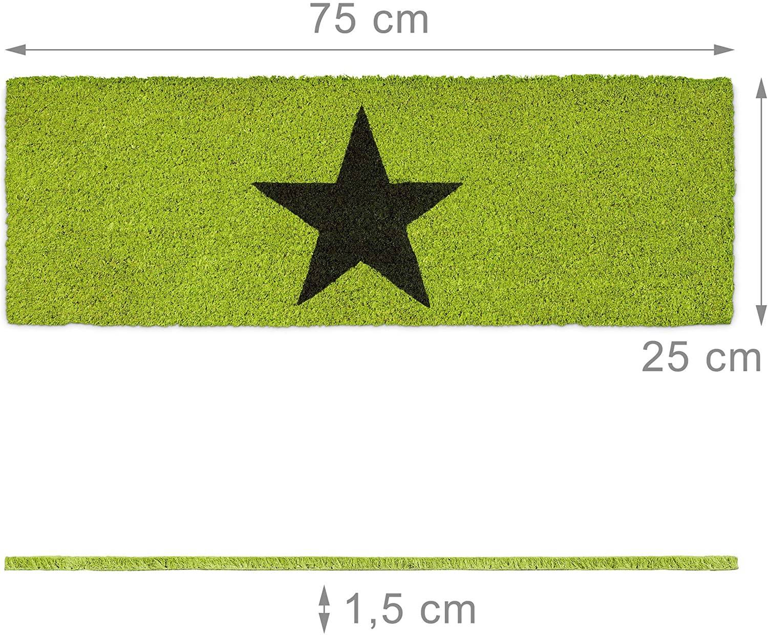 Paillasson tapis de sol porte d’entrée essuie-pieds étoiles fibres de coco vert - Image 2