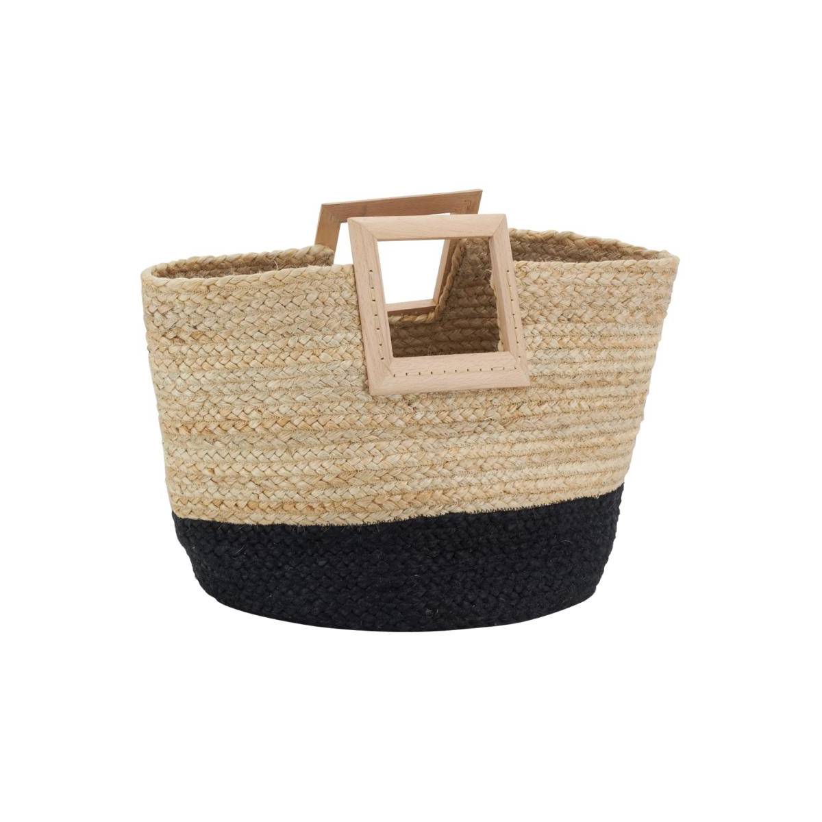 Aubry Gaspard - Sac cabas en jute et bois naturel et noir - Image 1