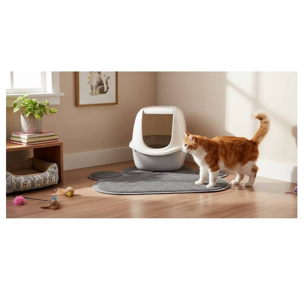 Eden - Tapis de litière pour chat 30 x 40 cm Patte de chat gris - Image 2