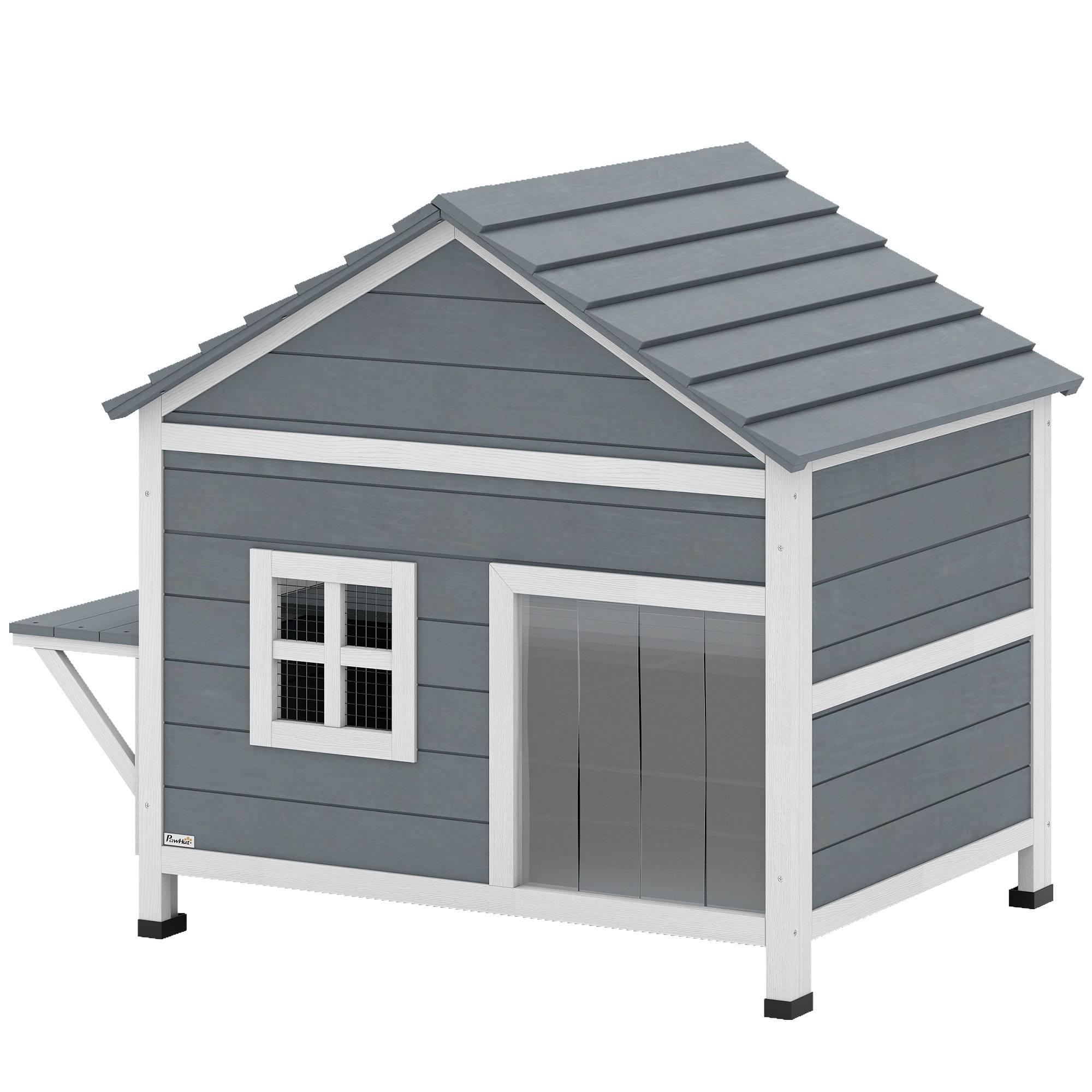 Sans Marque - Maison Bois 2 étages cachette toit ouvrant étanche plateforme latérale, 101x72,5x81cm, Gris - Image 2