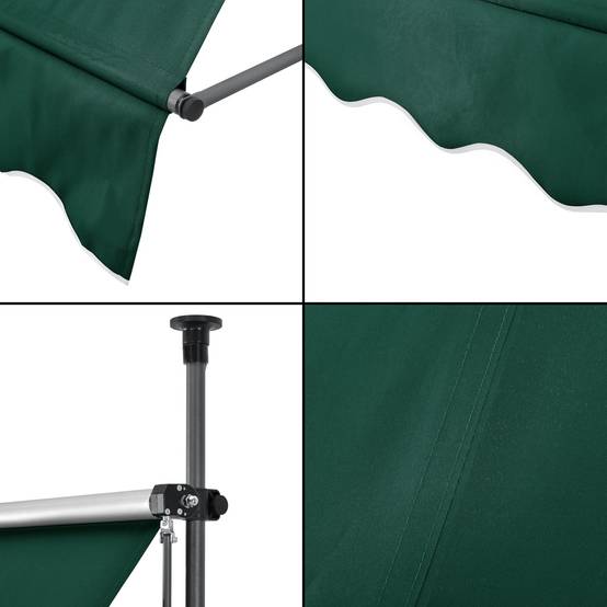 Store banne téléscopique acier polyester 350 x 120 x 200-300 cm vert foncé - Image 5