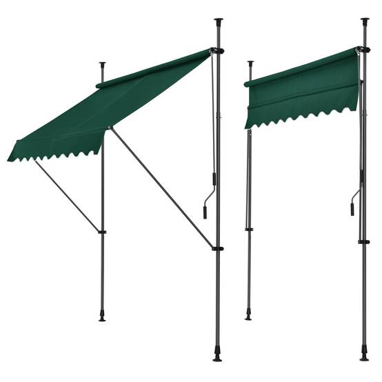 Store banne téléscopique acier polyester 350 x 120 x 200-300 cm vert foncé - Image 1