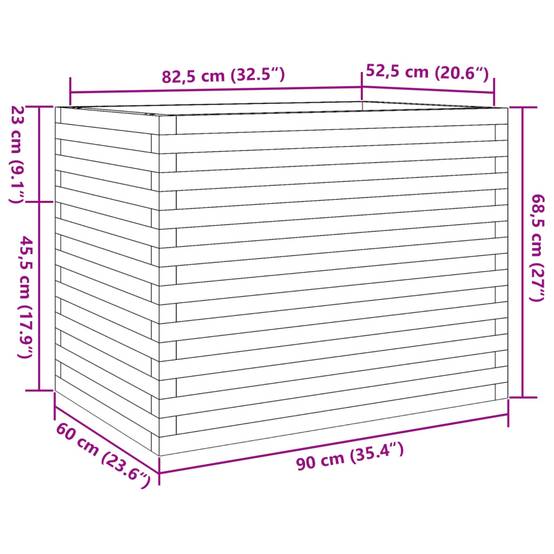 Jardinière Bois Pin Imprégné Cire Marron 90 x 60 x 68.5 cm - PANGIVO - Image 10