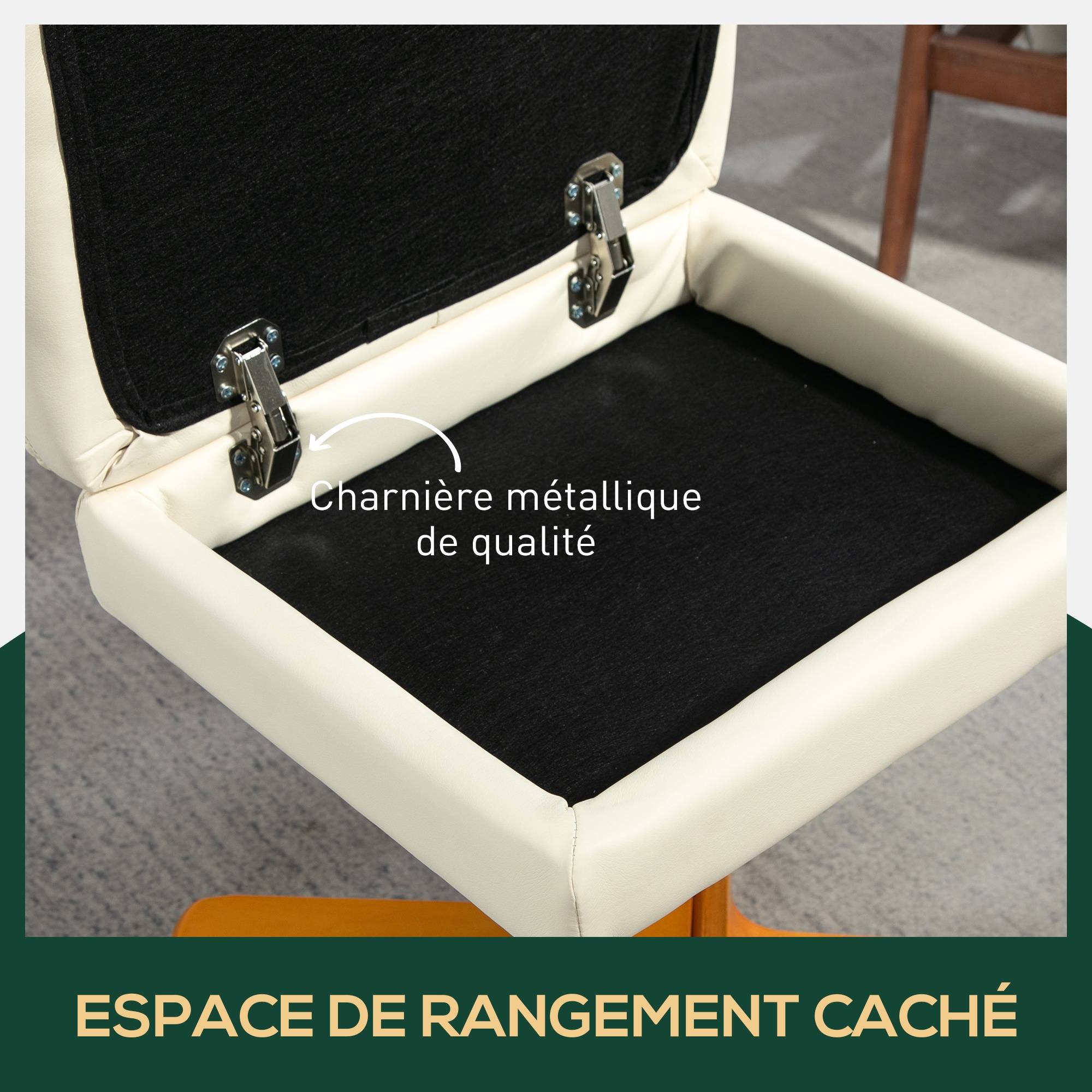 Sans Marque - Fauteuil relax avec repose-pied, fauteuil de relaxation, pivotant à 360°, dossier inclinable, 80 x 86 x 99 cm, crème - Image 7