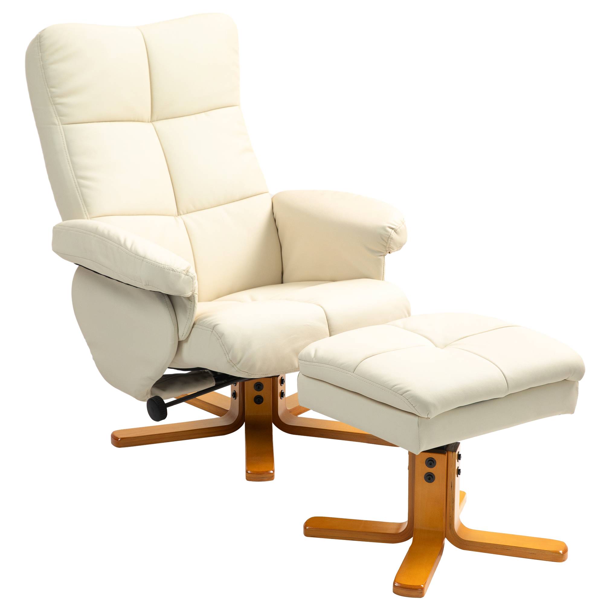 Sans Marque - Fauteuil relax avec repose-pied, fauteuil de relaxation, pivotant à 360°, dossier inclinable, 80 x 86 x 99 cm, crème - Image 1