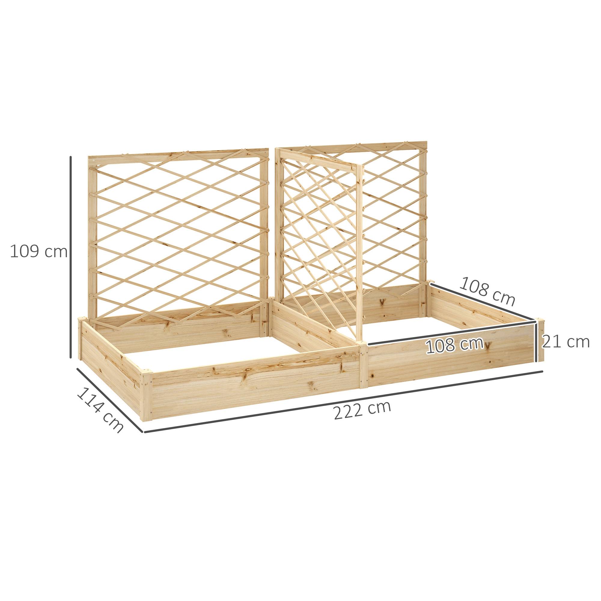 Sans Marque - Jardinière avec 3 treillis modulable, bac à fleurs en bois pour balcon terrasse patio, 222x114x109 cm effet bois naturel - Image 5