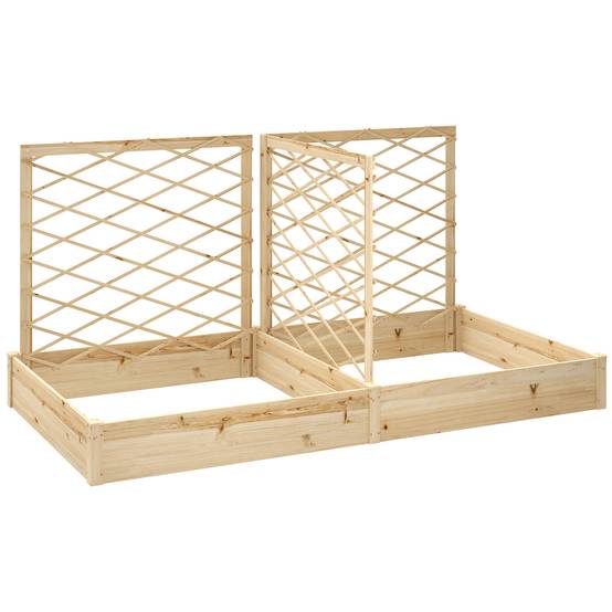 Sans Marque - Jardinière avec 3 treillis modulable, bac à fleurs en bois pour balcon terrasse patio, 222x114x109 cm effet bois naturel - Image 2
