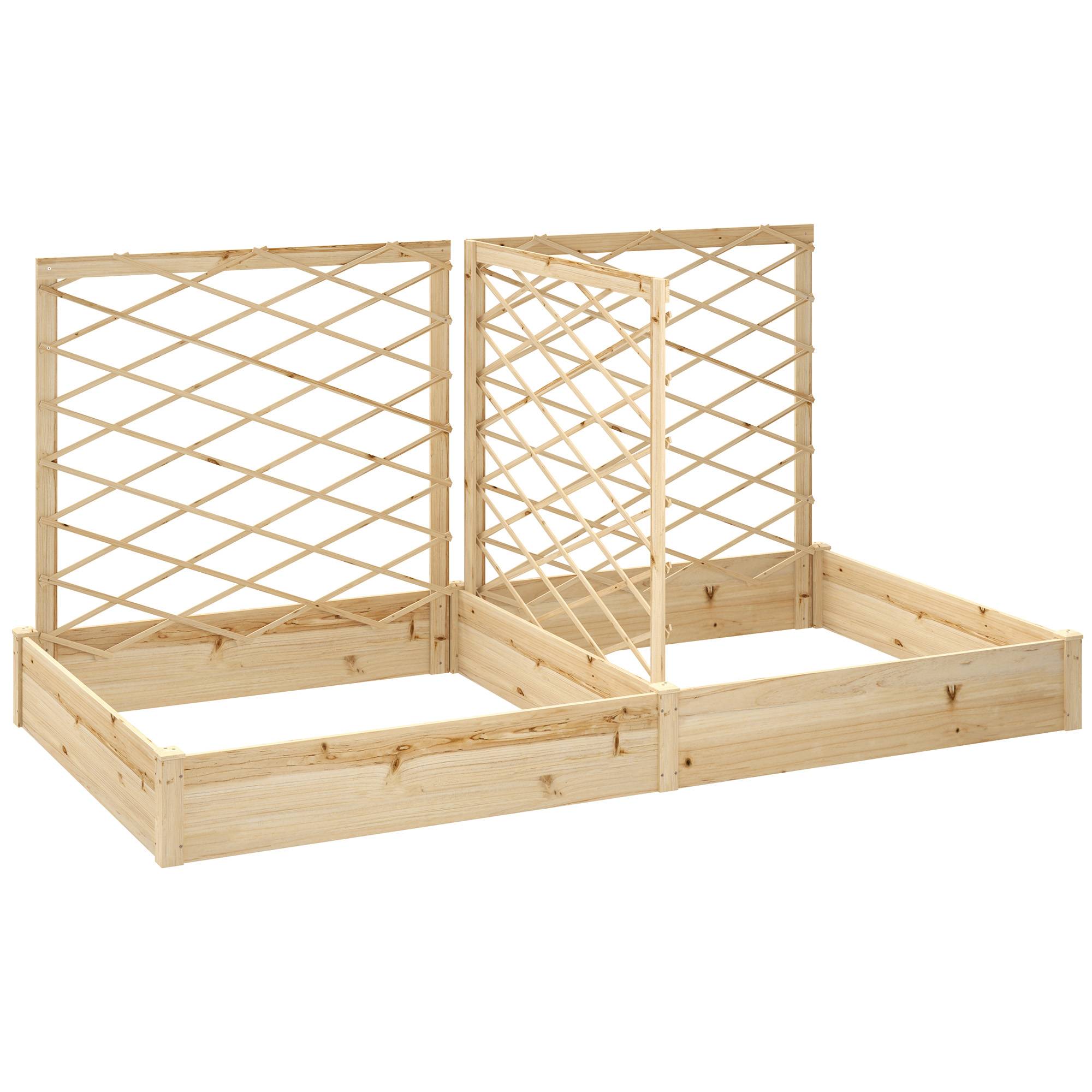 Sans Marque - Jardinière avec 3 treillis modulable, bac à fleurs en bois pour balcon terrasse patio, 222x114x109 cm effet bois naturel - Image 2
