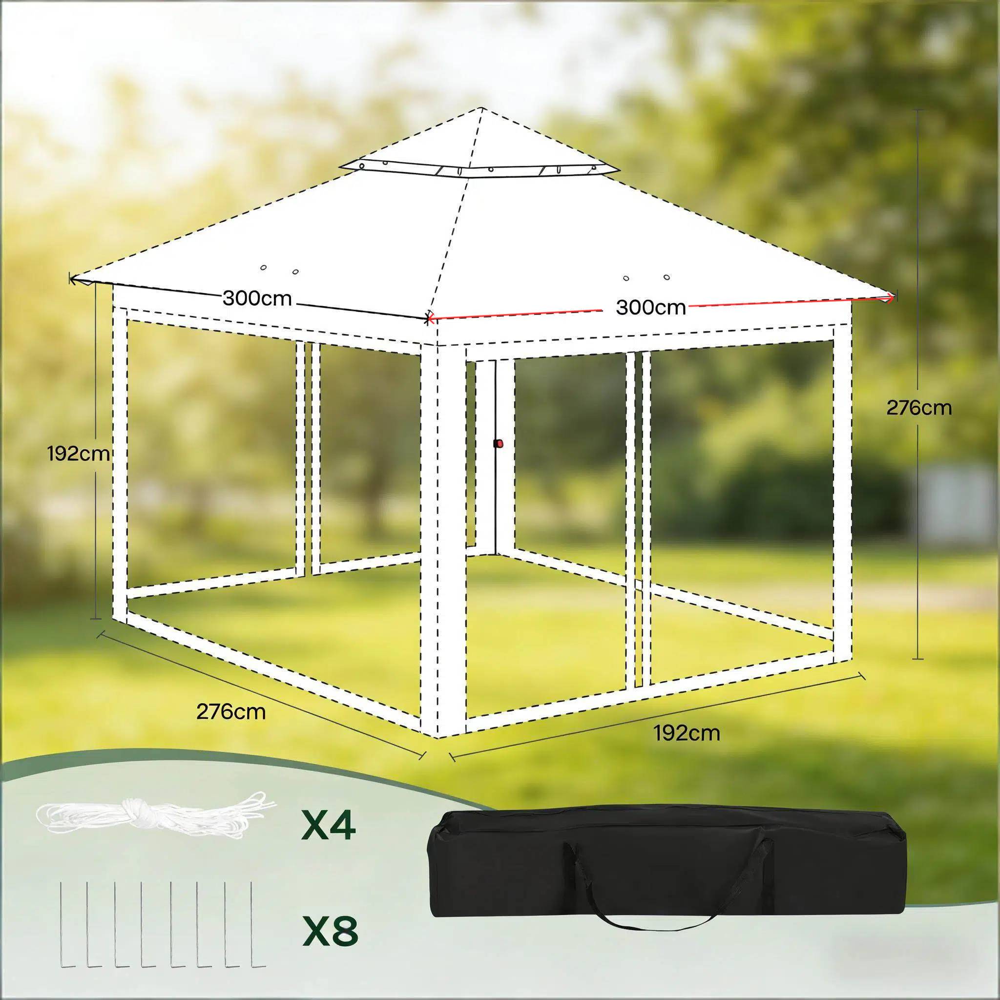 Tonnelle pliante acier Oxford terrasse et camping avec moustiquaire 3x3m beige - ComfortXL Outdoor Living - Image 7