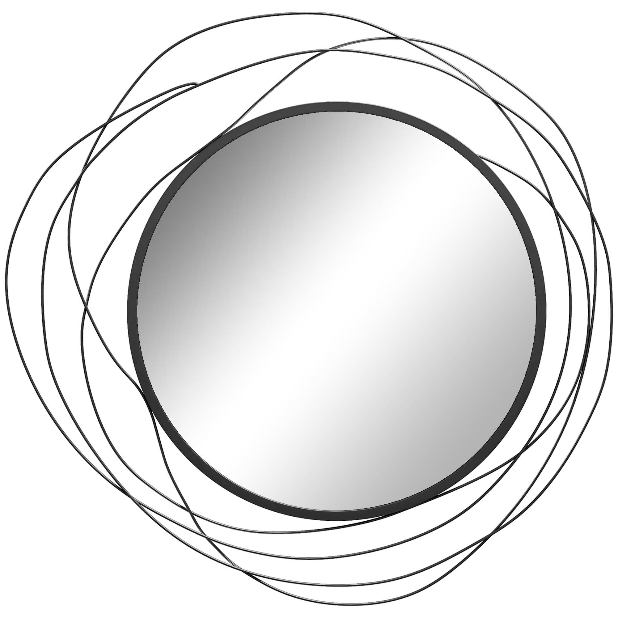 Sans Marque - Miroir rond métal filaire noir décoration style moderne Ø65 cm - Image 1