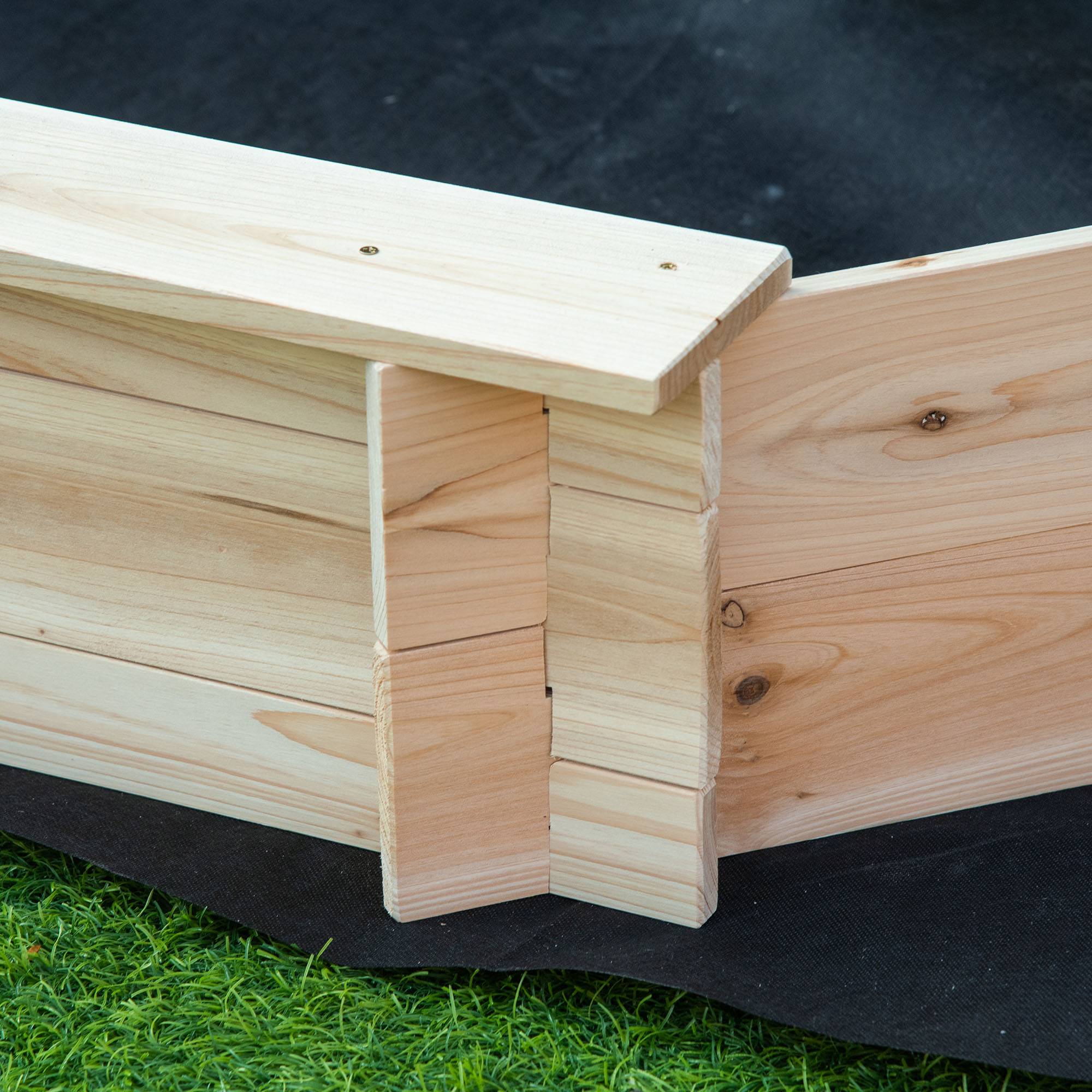 Bac à Sable Bois octogonal dim. 139,5L x 139,5l x 21,5H cm - 4 bancs - bâche de Couverture, Non tissé de Sol Inclus - Image 9