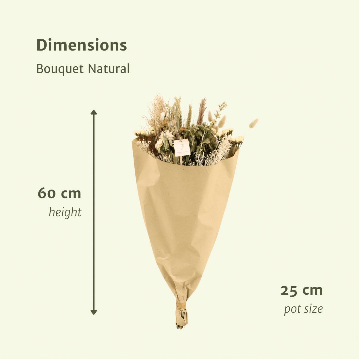 Bouquet de fleurs séchées des champs naturel - Ø25cm - ↕60cm - Image 2