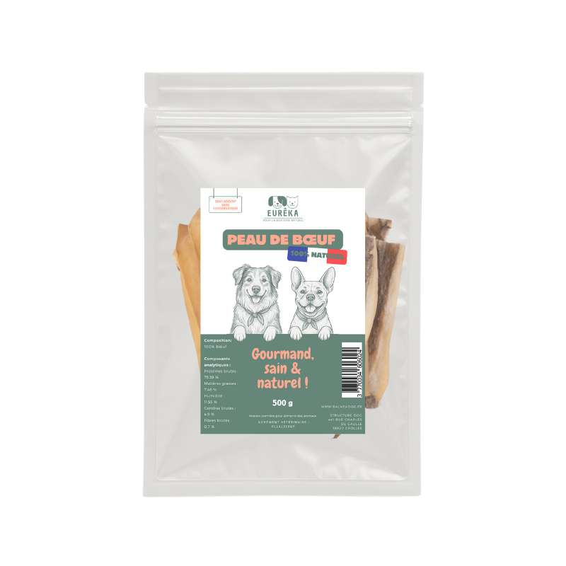 Peaux de bœuf naturelles pour chiens – Snacks à mâcher, favorisent l’hygiène dentaire, 100% digestibles - Image 1