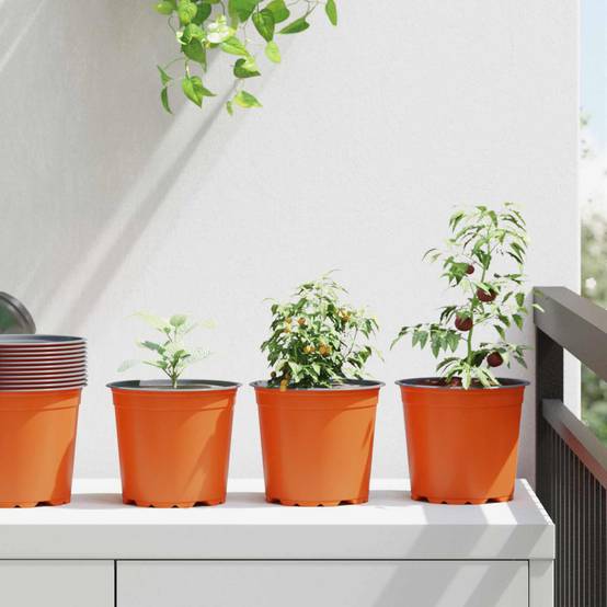 Lot de 100 Pots de Fleurs Plastique pour Plantes de Jardin avec Drainage 15x13 cm Terre Cuite - ComfortXL Outdoor Living - Image 1