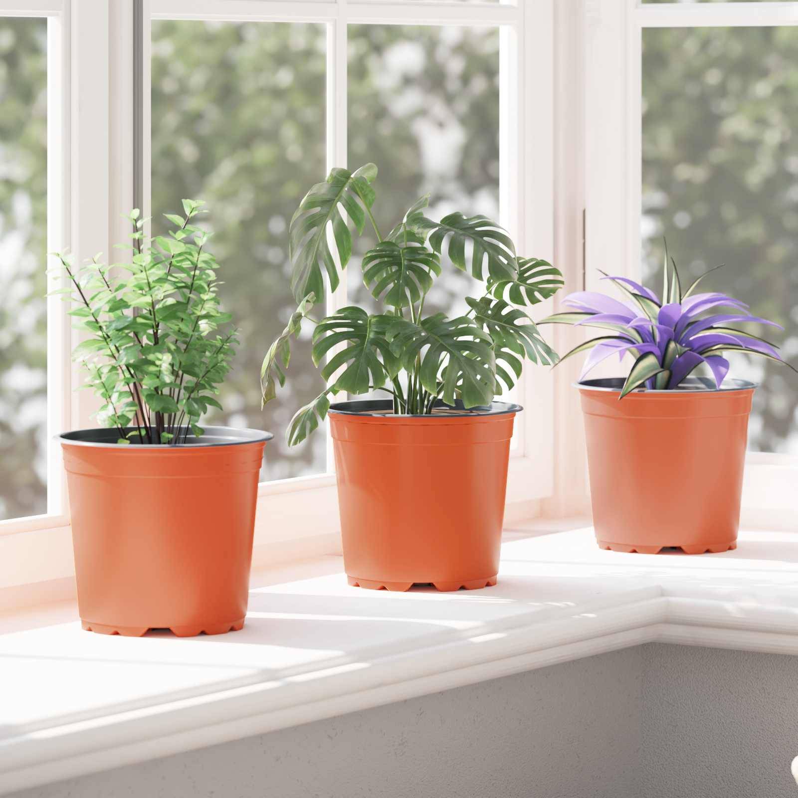 Lot de 100 Pots de Fleurs Plastique pour Plantes de Jardin avec Drainage 15x13 cm Terre Cuite - ComfortXL Outdoor Living - Image 5