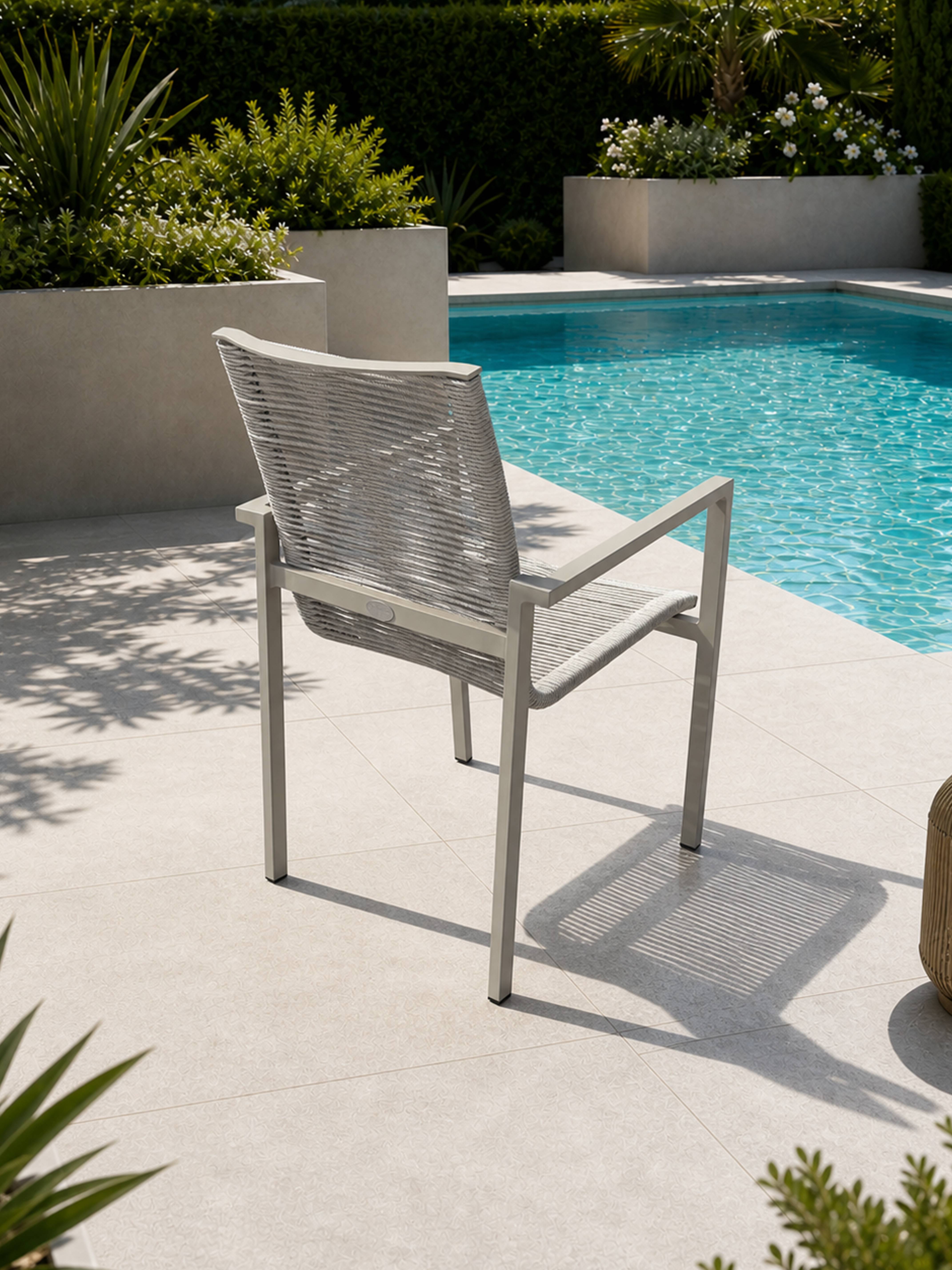 Dcb Garden - Lot de 2 fauteuils de jardin en aluminium et corde tissée - Grège - MEXICO - Image 3