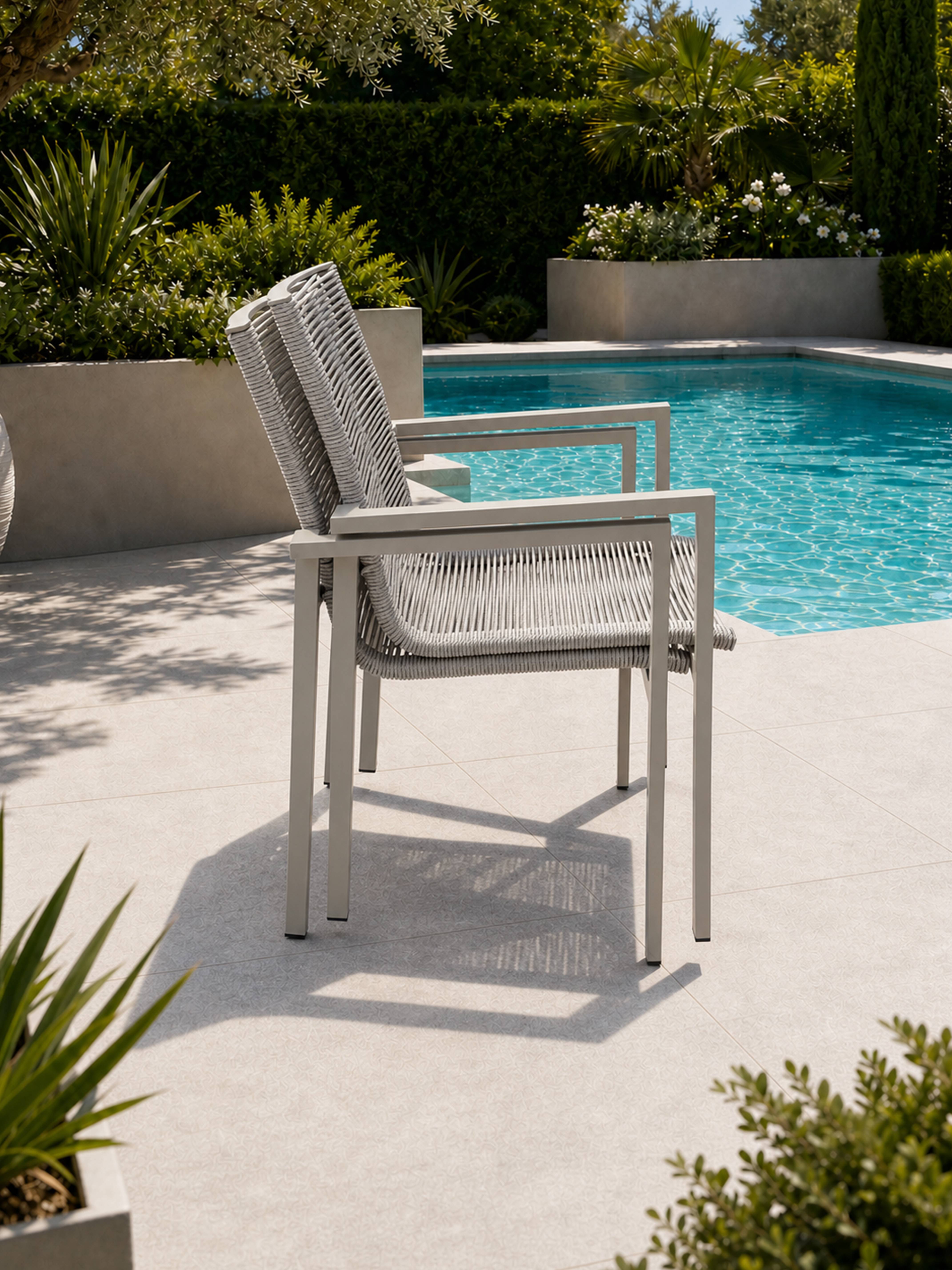 Dcb Garden - Lot de 2 fauteuils de jardin en aluminium et corde tissée - Grège - MEXICO - Image 4