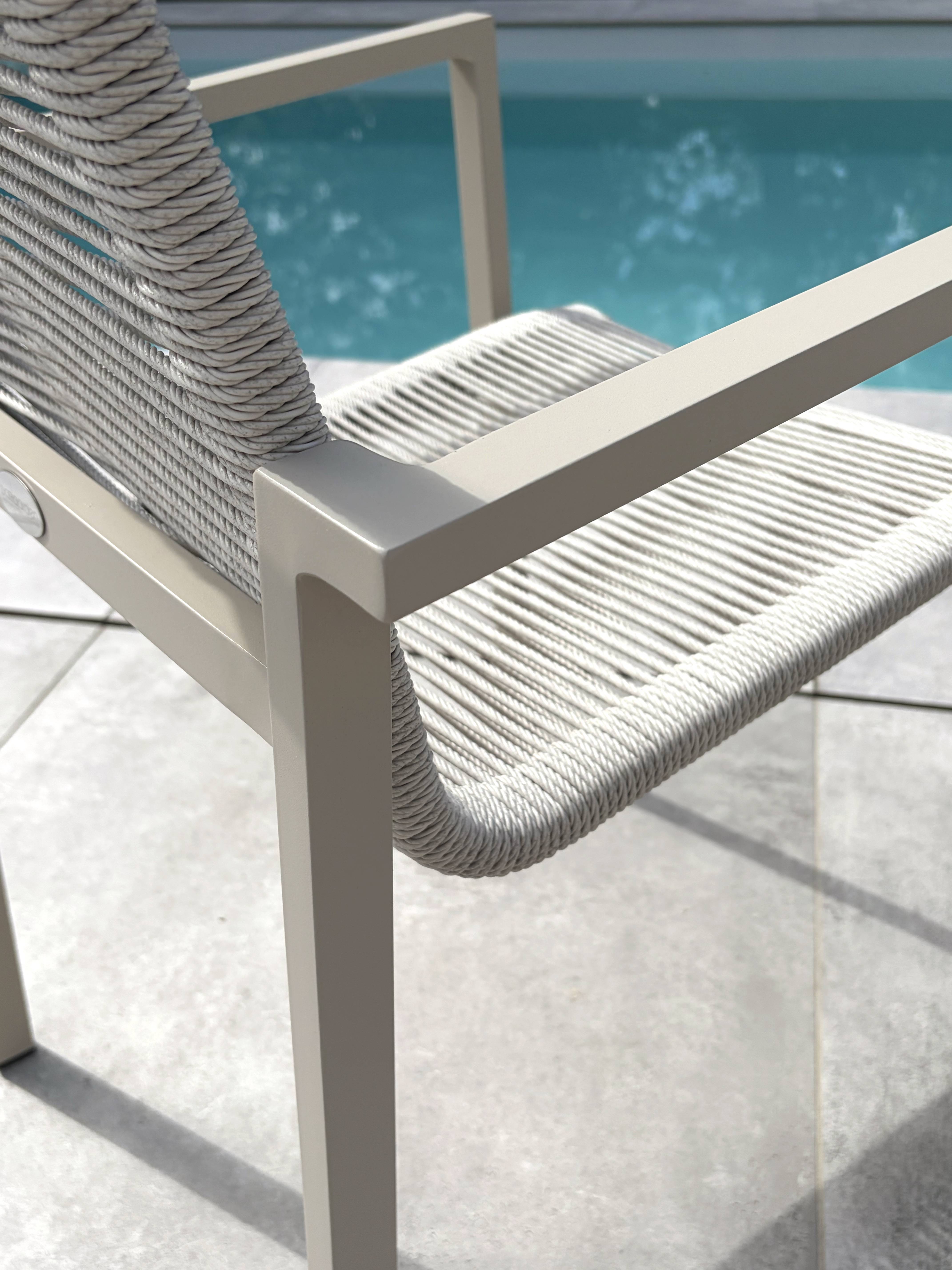 Dcb Garden - Lot de 2 fauteuils de jardin en aluminium et corde tissée - Grège - MEXICO - Image 7