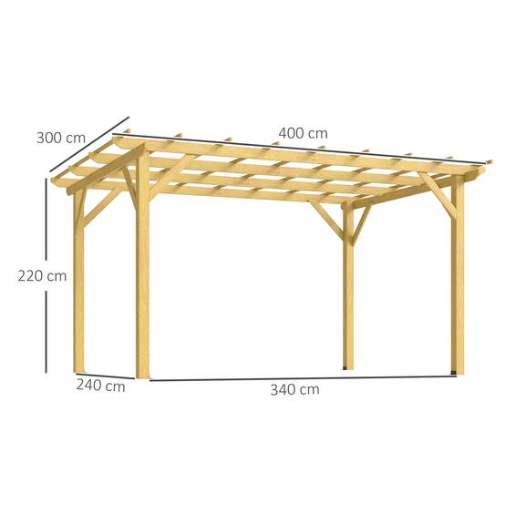 Outsunny - Pergola 3x4m coulissante rétractable tonnelle jardin pour vignes grimpantes fleurs rosiers terrasse patio bois naturel - Outsunny - Image 3