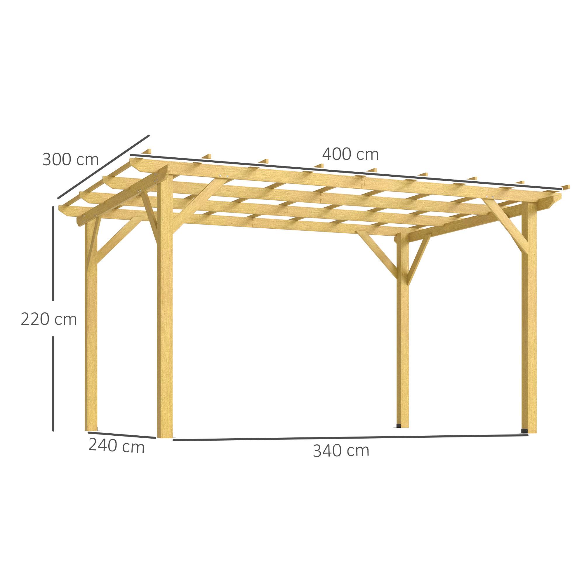 Outsunny - Pergola 3x4m coulissante rétractable tonnelle jardin pour vignes grimpantes fleurs rosiers terrasse patio bois naturel - Outsunny - Image 3