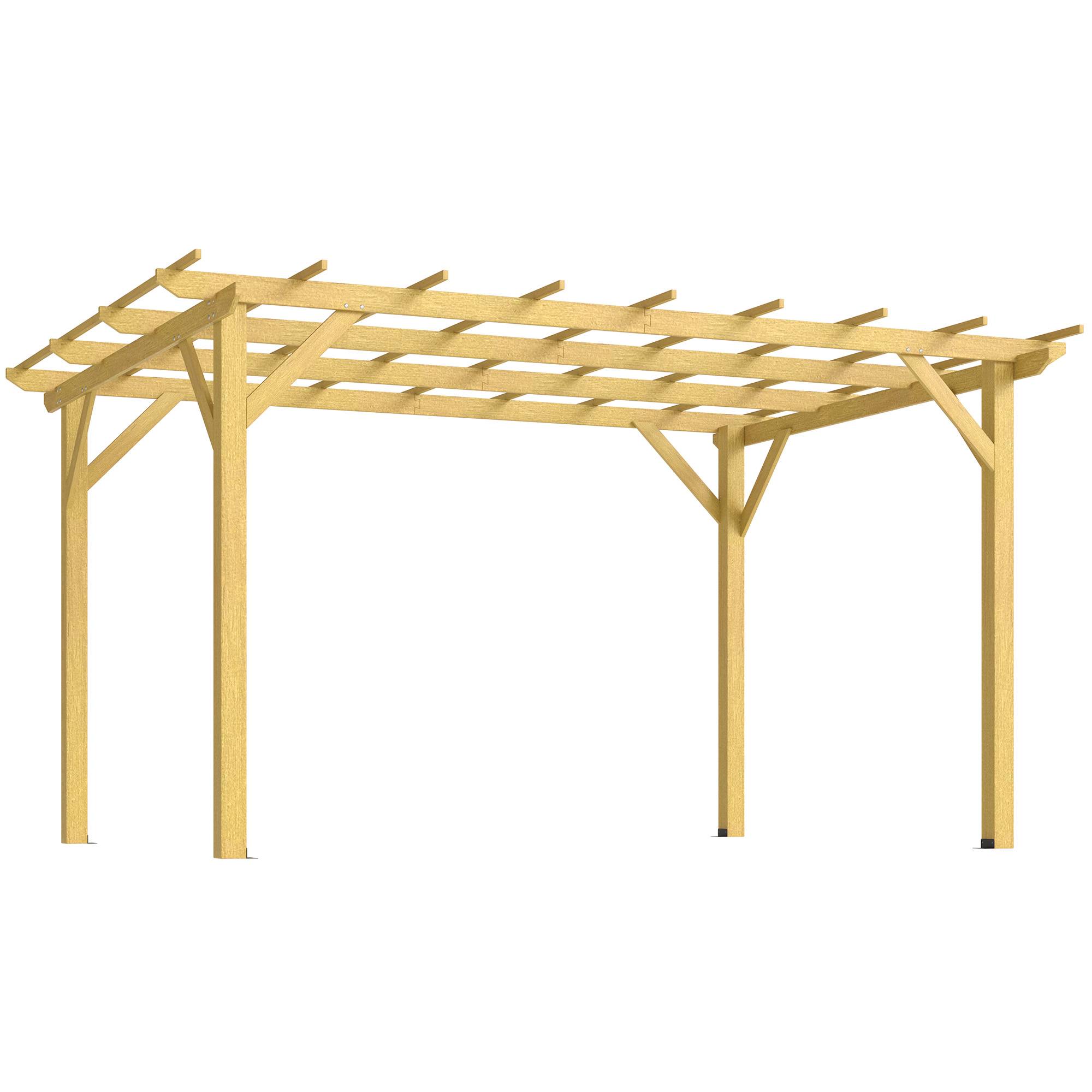 Outsunny - Pergola 3x4m coulissante rétractable tonnelle jardin pour vignes grimpantes fleurs rosiers terrasse patio bois naturel - Outsunny - Image 1
