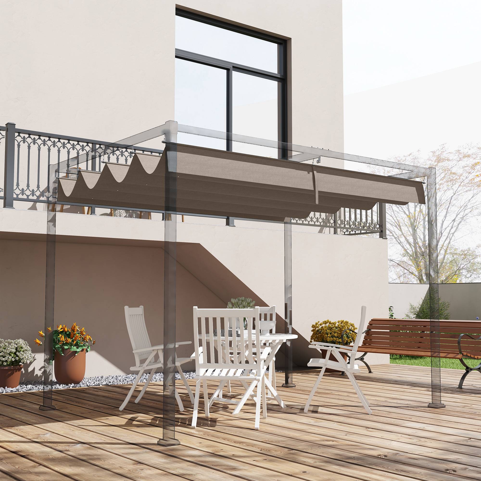 Outsunny - Toile de rechange pour pergola 3x2m protection solaire Anti-UV 30+ toile café - OUTSUNNY - Image 2