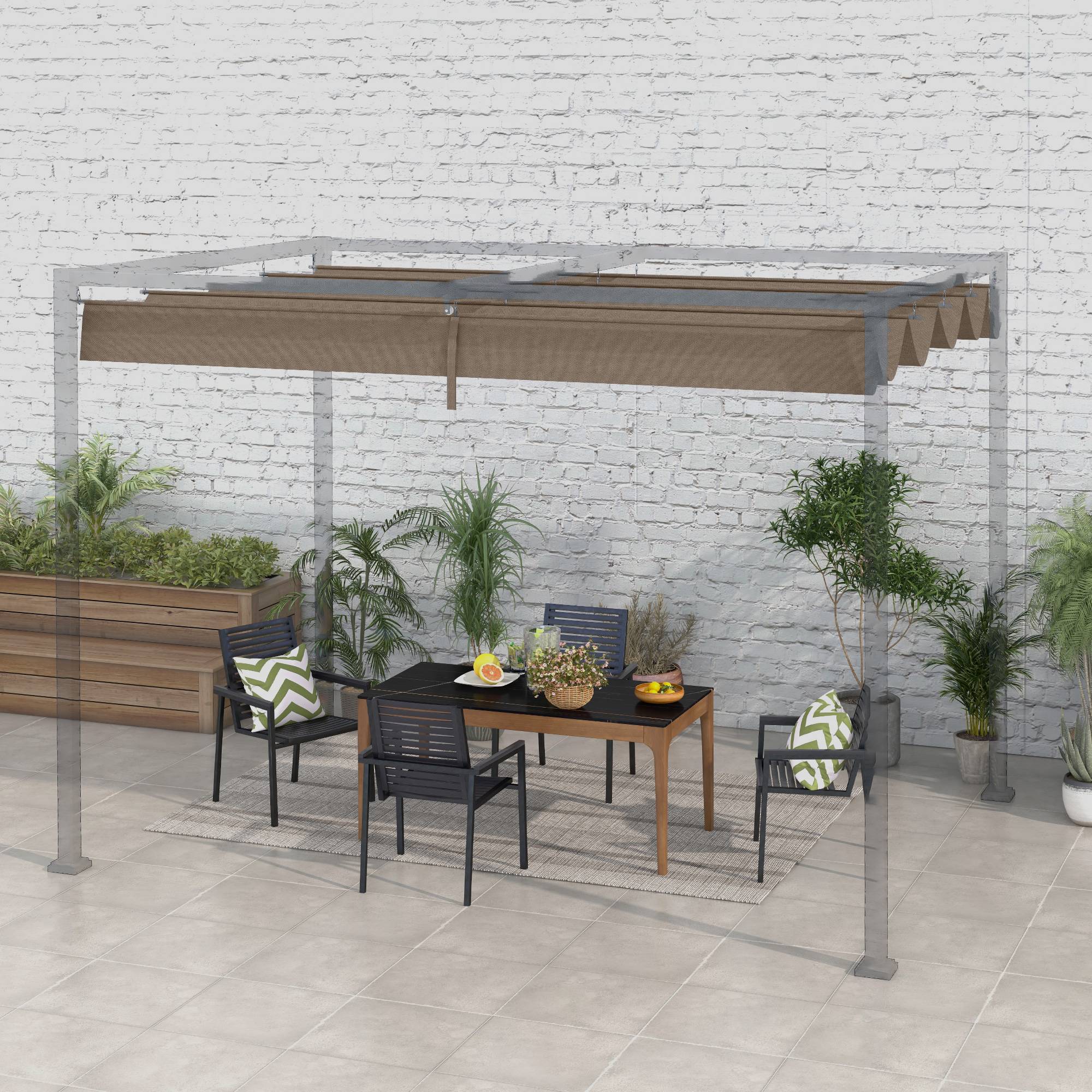 Outsunny - Toile de rechange pour pergola 3x2m protection solaire Anti-UV 30+ toile café - OUTSUNNY - Image 4