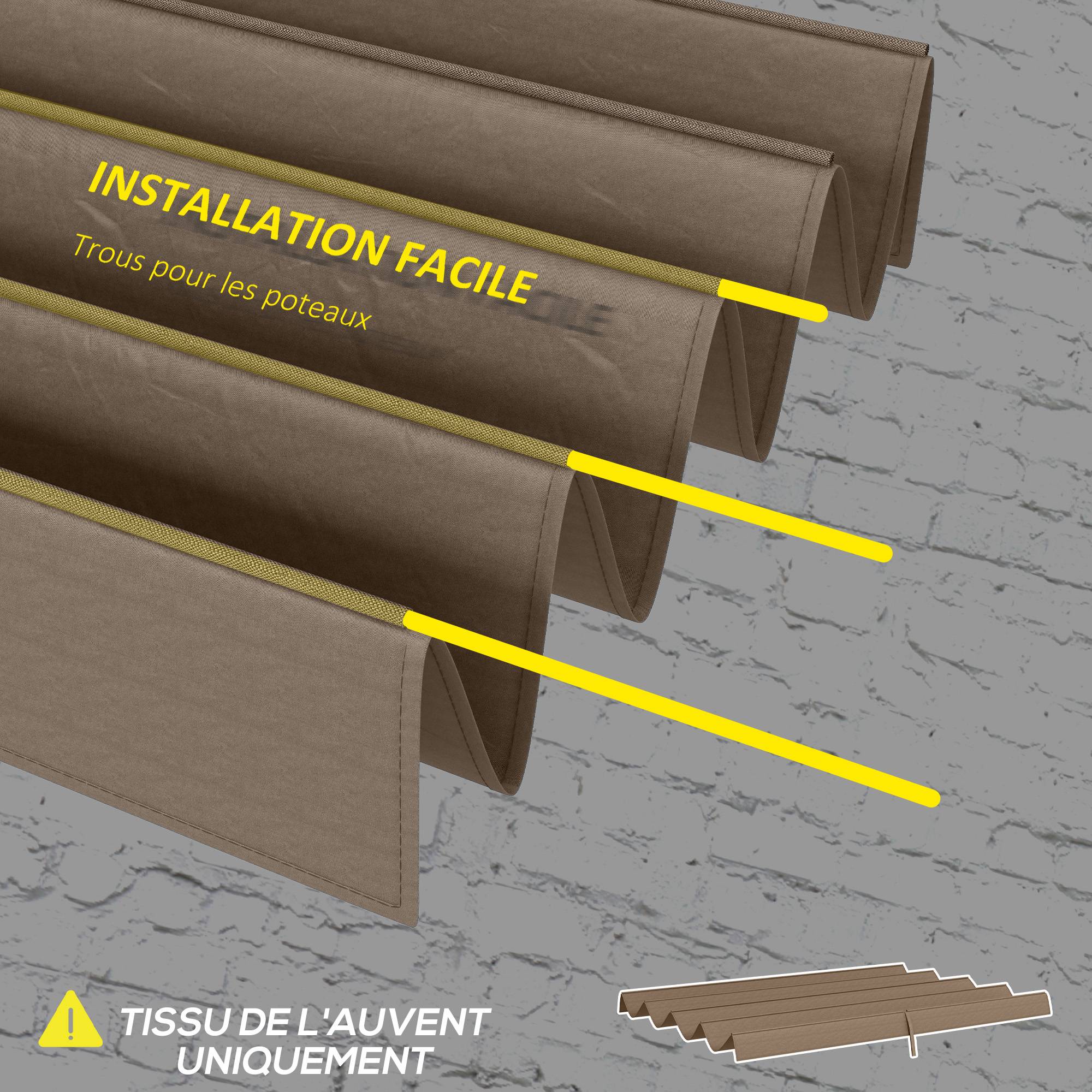 Outsunny - Toile de rechange pour pergola 3x2m protection solaire Anti-UV 30+ toile café - OUTSUNNY - Image 5
