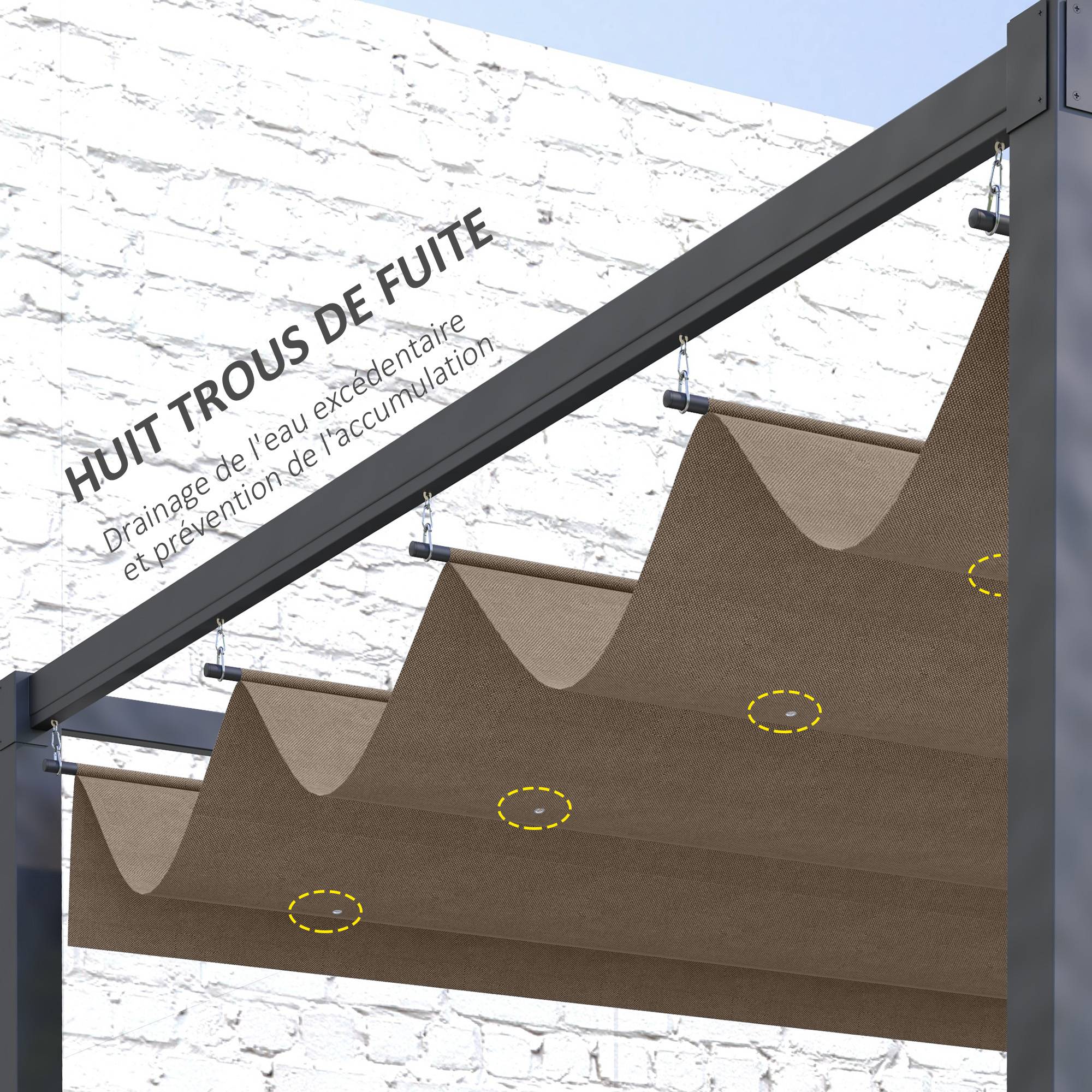 Outsunny - Toile de rechange pour pergola 3x2m protection solaire Anti-UV 30+ toile café - OUTSUNNY - Image 6
