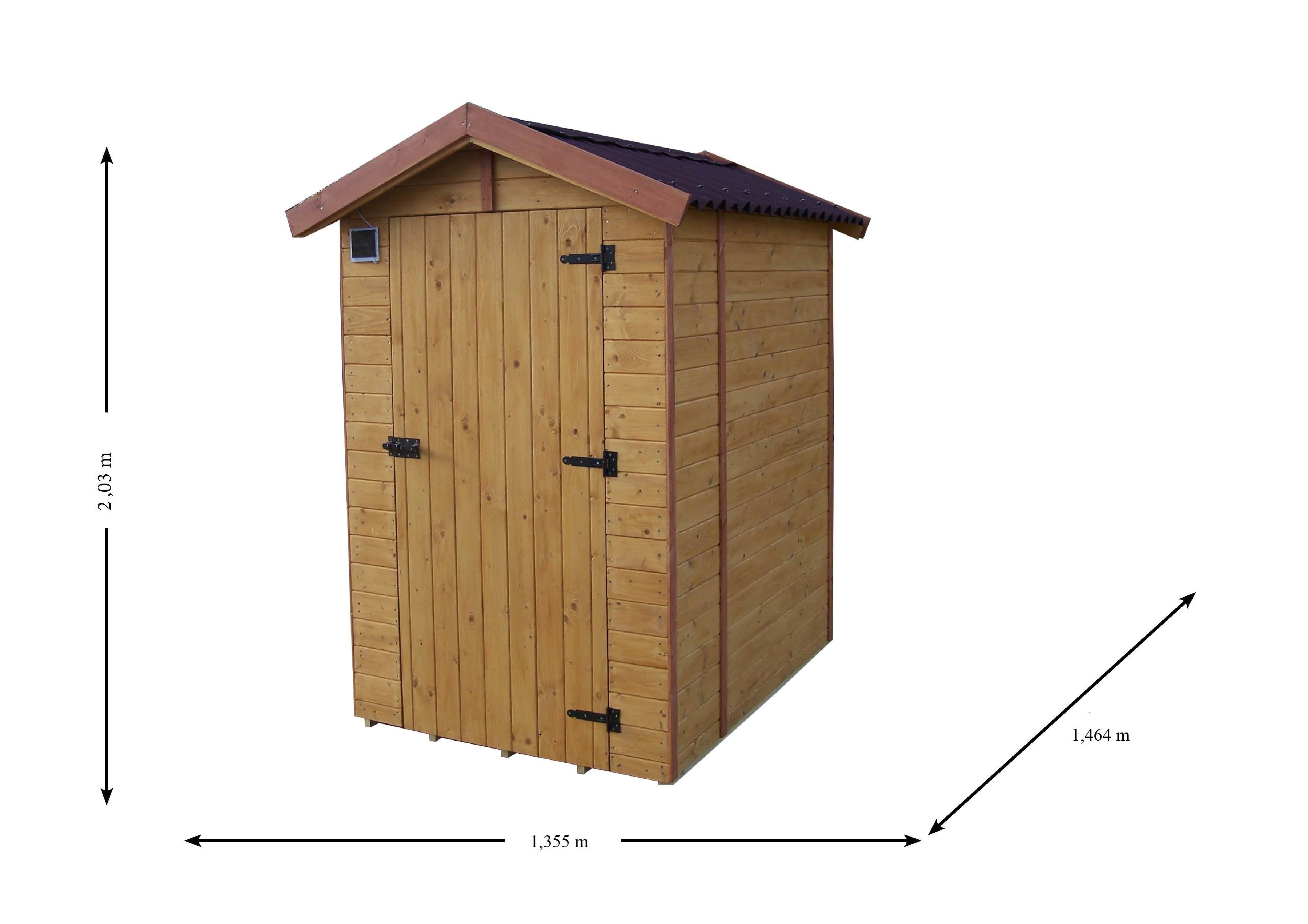 Habrita - Abri WC bois massif avec plancher / Panneau 16 mm / EDEN TOILETTES SECHES / surface ext : 2,03 m2 / toiture plaques ondulées plus grande longévité - Image 5