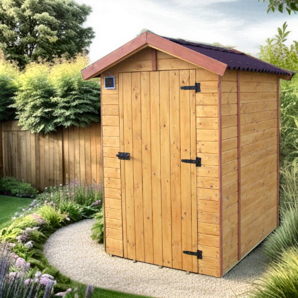 Habrita - Abri WC bois massif avec plancher / Panneau 16 mm / EDEN TOILETTES SECHES / surface ext : 2,03 m2 / toiture plaques ondulées plus grande longévité - Image 1