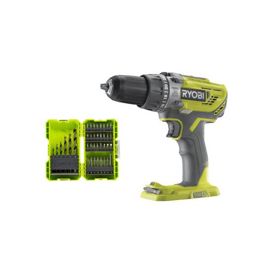 Ryobi - Pack RYOBI - Perceuse à percussion R18PD3-0 - 18V One+ sans batterie ni chargeur - Coffret 38 accessoires perçage-vissage - porte embouts RAK38SDD - Image 1