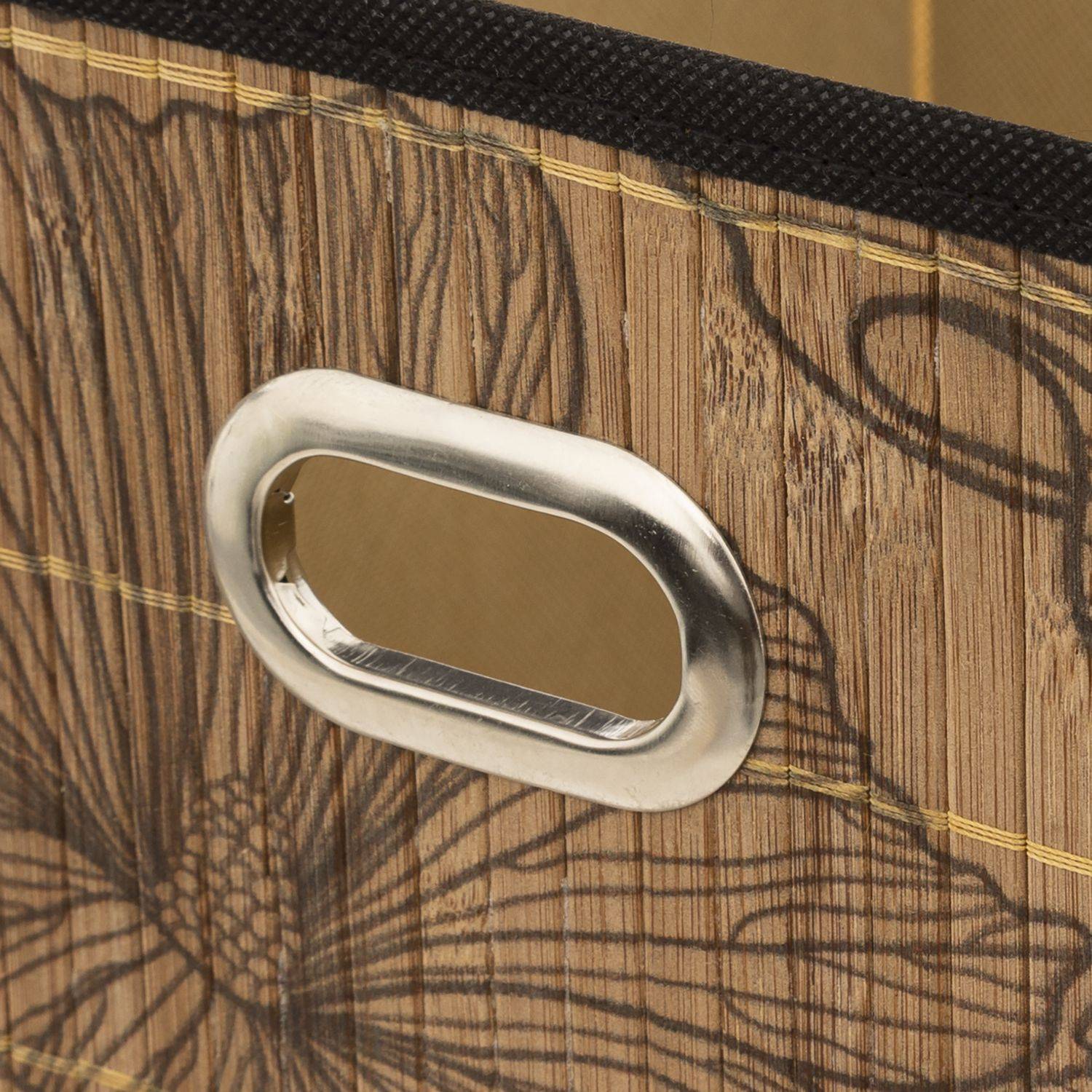 Boîte de rangement imprimé tropical en bambou et tissu Blackflora - Marron et noir - Five Simply Smart - Image 2