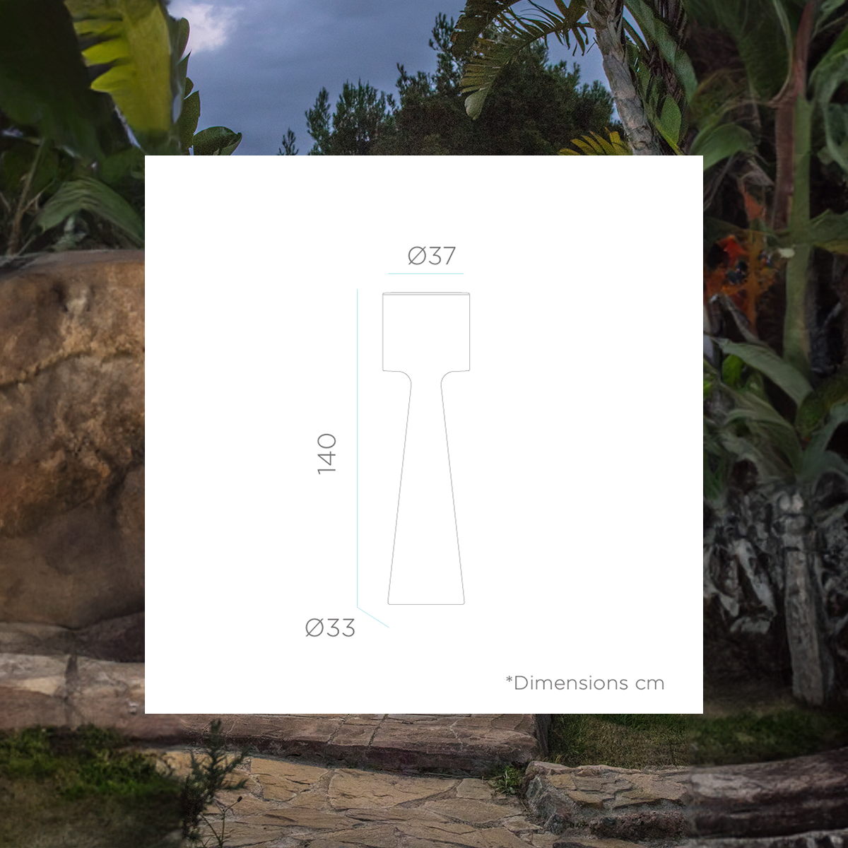Lampadaire 140 cm de haut avec câble pour l'intérieur et l'extérieur. Lumière LED blanc chaud. GRACE - Image 4