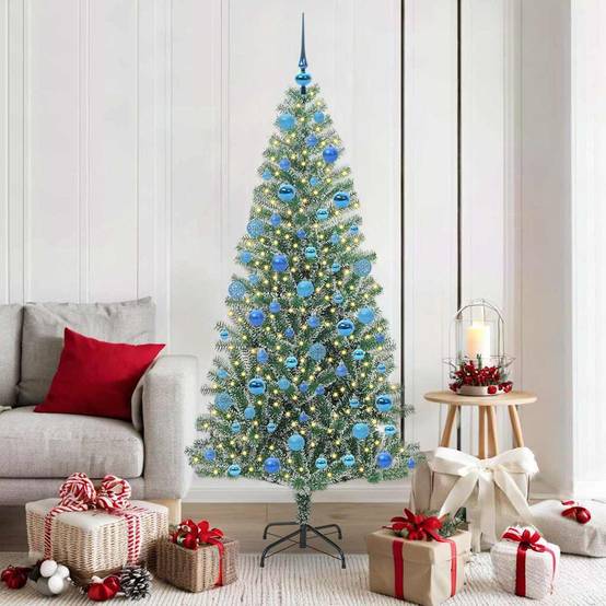 ComfortXL - Magnifique Sapin de Noël Blanc Enneigé 180 cm, Pré-illuminé LED et Décoré – ComfortXL Outdoor Living - Image 1