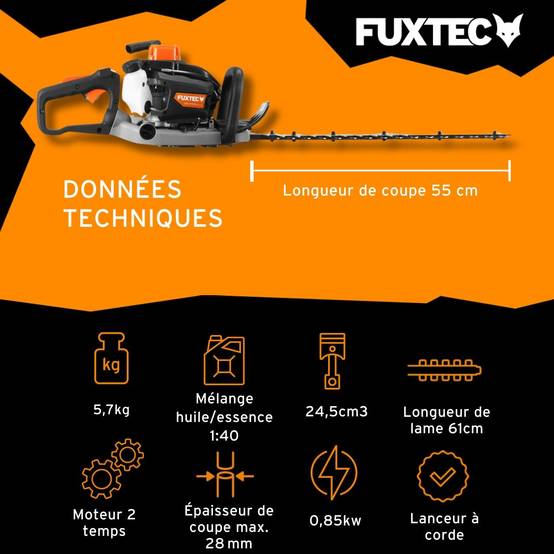 FUXTEC - Taille-haies thermique professionnel - FUXTEC FX-MHP245 - 24,5cm3 850W lame 61cm - Image 3