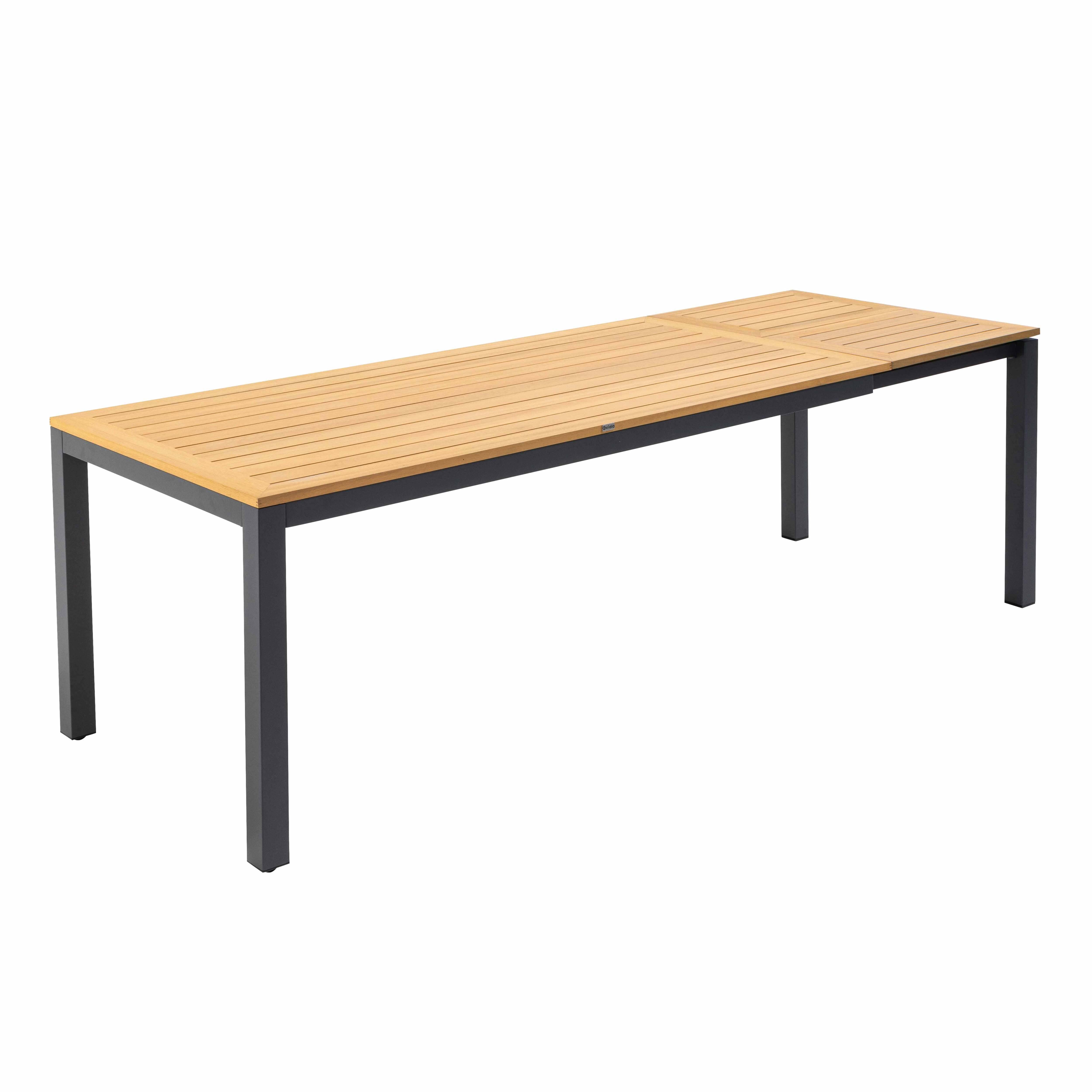 Oviala - Table de terrasse rectangulaire extensible 180/240 cm bois et noir Split - Oviala - Image 1