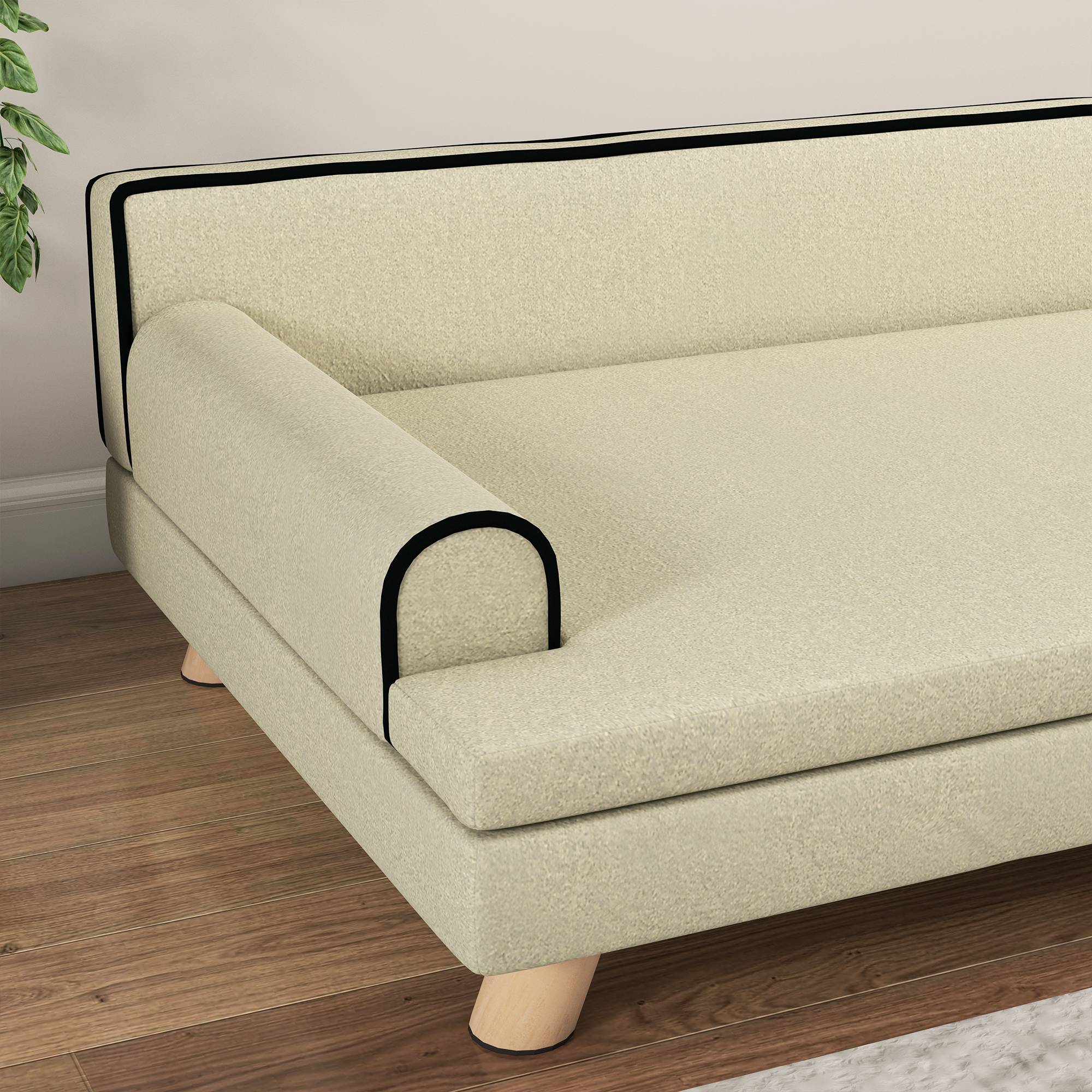 Canapé pour chien chat design scandinave coussin moelleux amovible pieds bois massif 100 x 62 x 32 cm beige - Image 10