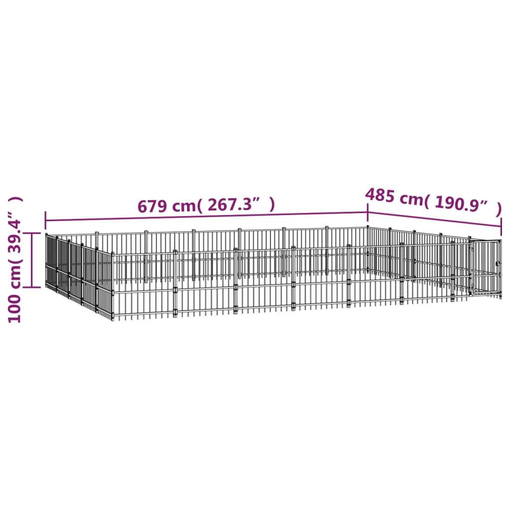 Vidaxl - Chenil d'extérieur pour chiens Acier 32,93 m² vidaXL 3124637 - Image 3
