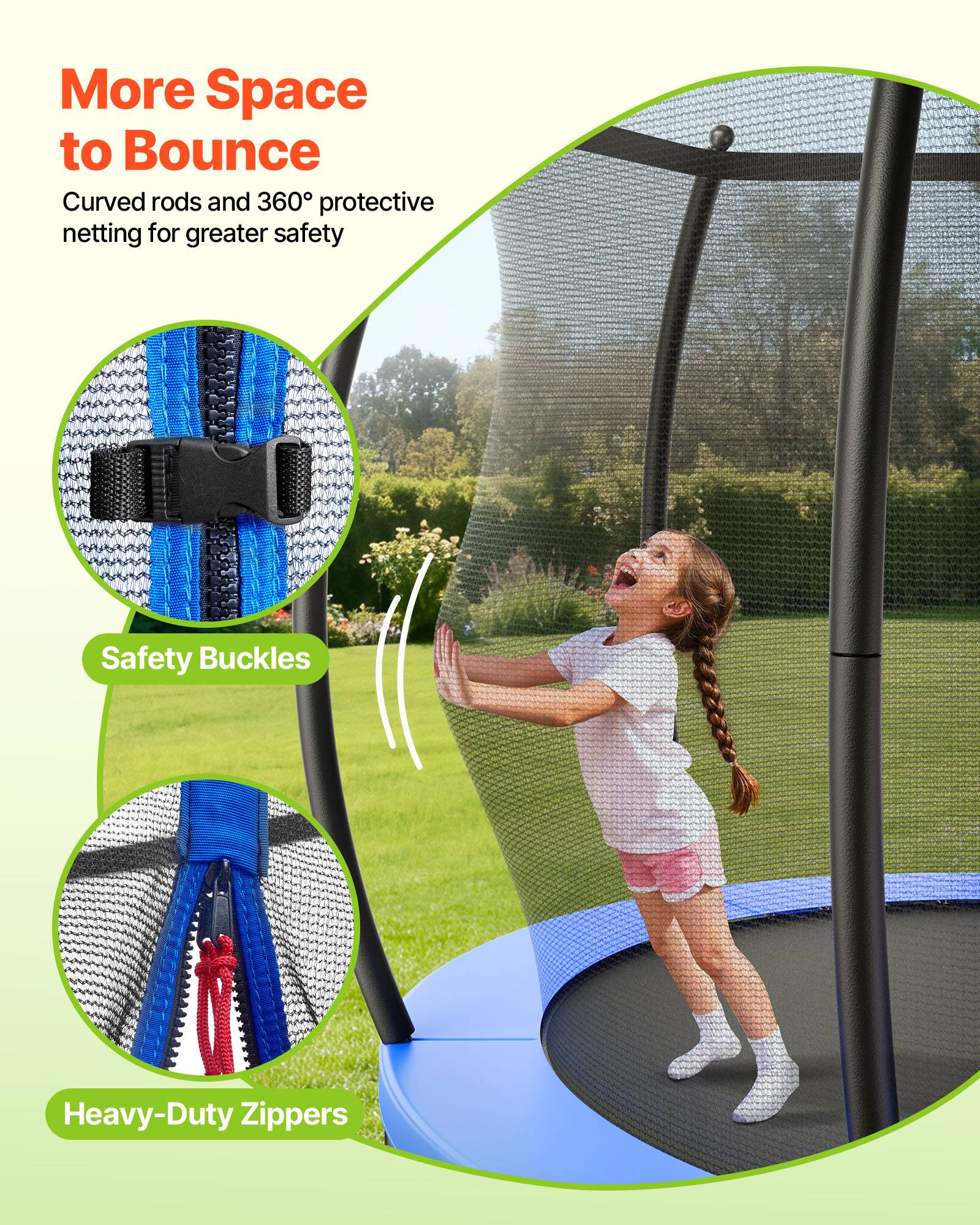 Vevor - VEVOR Trampoline extérieur 427 x 427 cm, structure acier antirouille, filet de sécurité 360%2B, coussin épais, capacité 204 kg, certifié ASTM. - Image 3