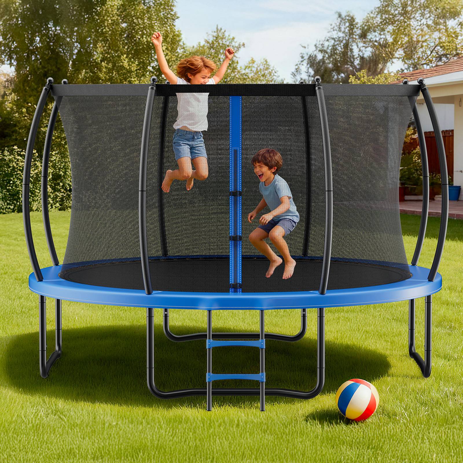 Vevor - VEVOR Trampoline extérieur 427 x 427 cm, structure acier antirouille, filet de sécurité 360%2B, coussin épais, capacité 204 kg, certifié ASTM. - Image 8