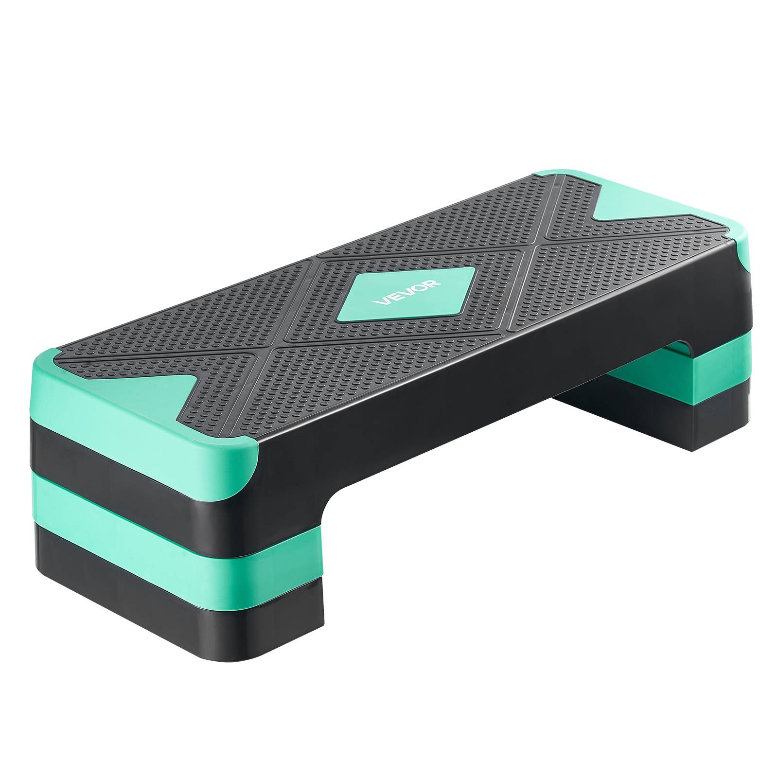 Vevor - VEVOR Stepper aérobic 71 cm, plateforme réglable 10–20 cm, antidérapante avec 4 rehausseurs, support 250 kg, compact pour domicile, vert.