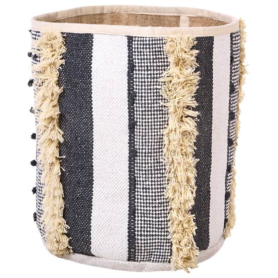 Lot de 2 Paniers de Rangement en Coton Beige et Gris 40/45 cm de Hauteur Accessoire Linge Décoration Boho - Image 4