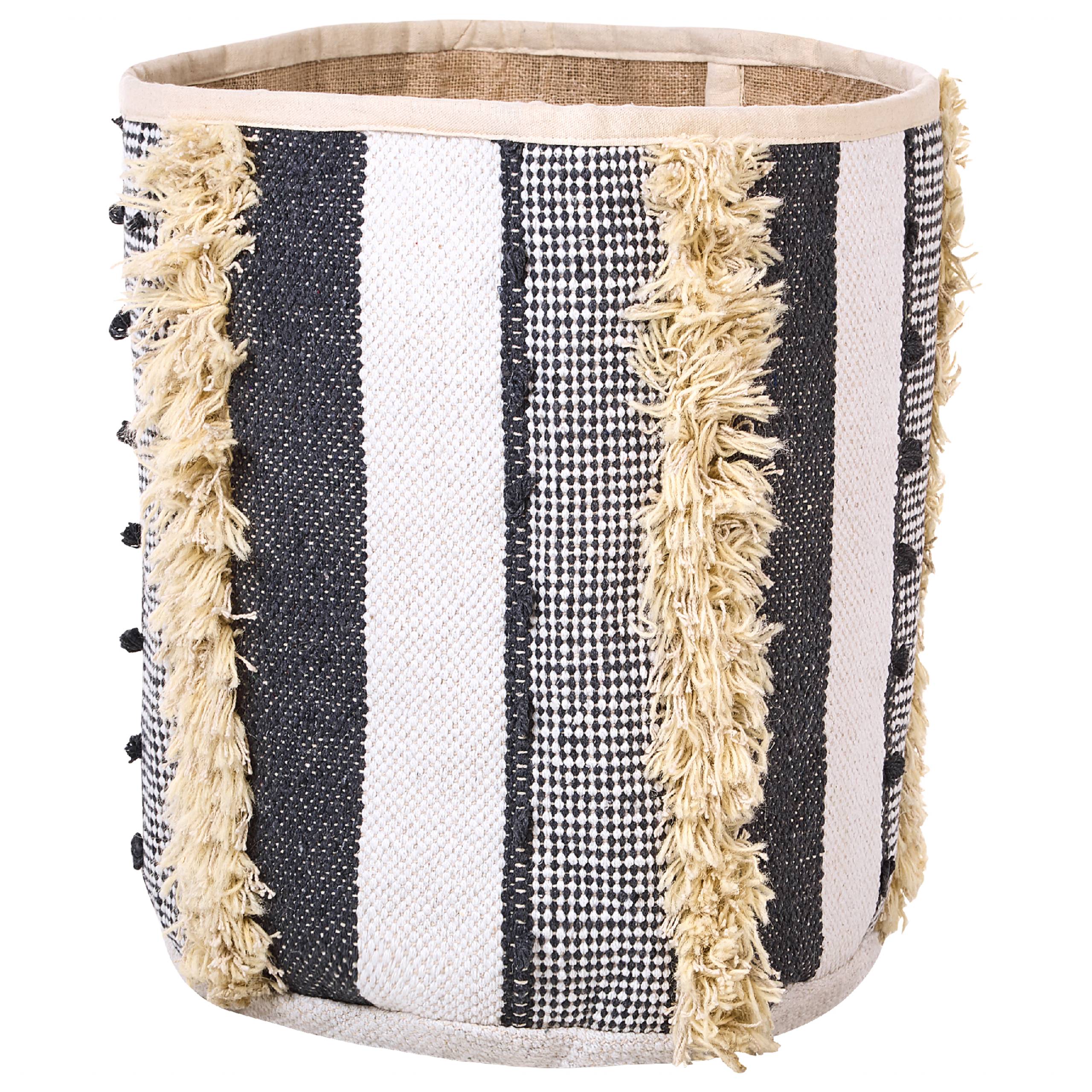 Lot de 2 Paniers de Rangement en Coton Beige et Gris 40/45 cm de Hauteur Accessoire Linge Décoration Boho - Image 4