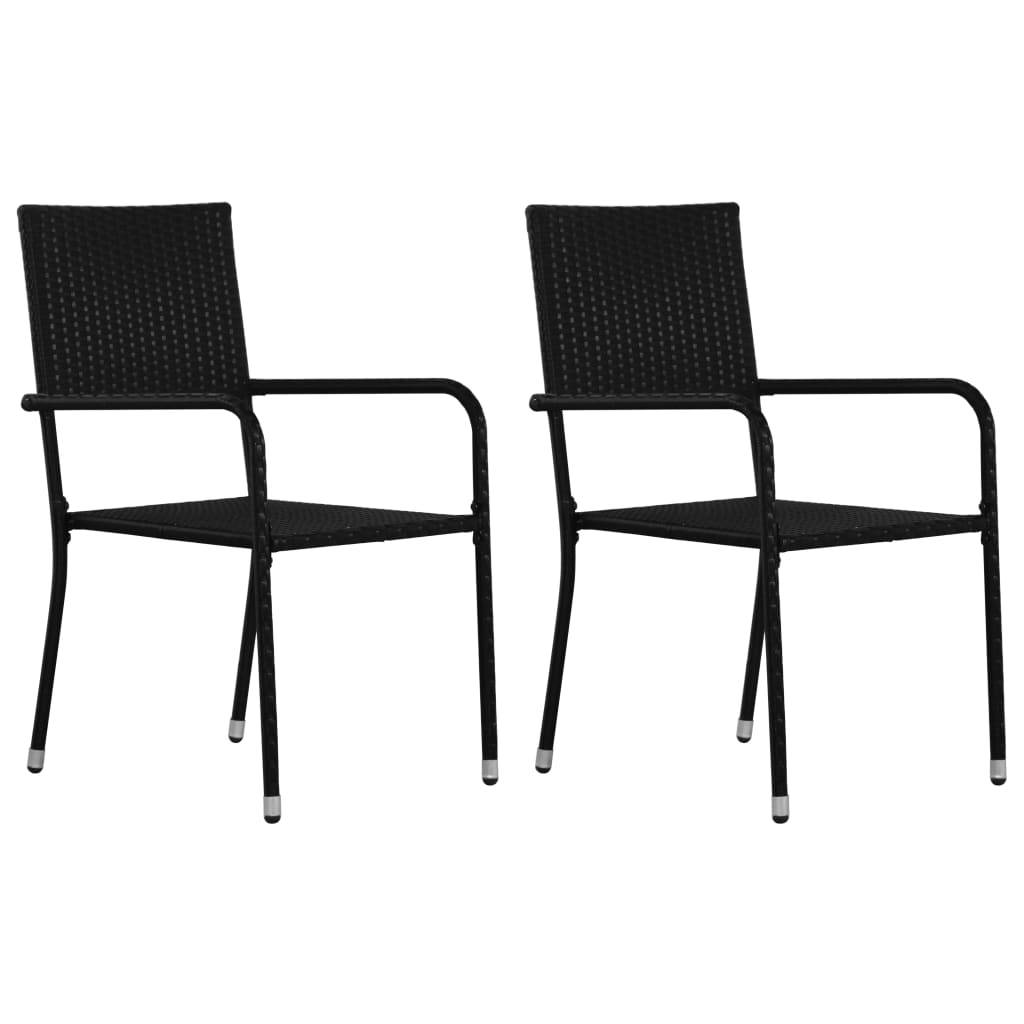 Maison Chic - Lot de 2 Chaises de jardin empilable - Chaise à dîner d'extérieur - Fauteuil d'extérieur noir résine tressée MP227 - Image 2