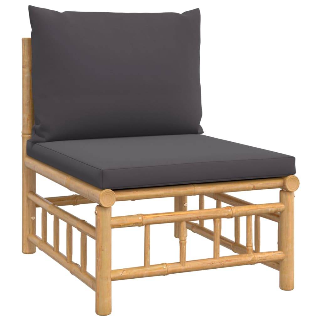 ComfortXL - Ensemble Canapé Jardin Bambou 3 pcs Coussins Gris Foncé Sectionnel – ComfortXL Outdoor Living - Image 5