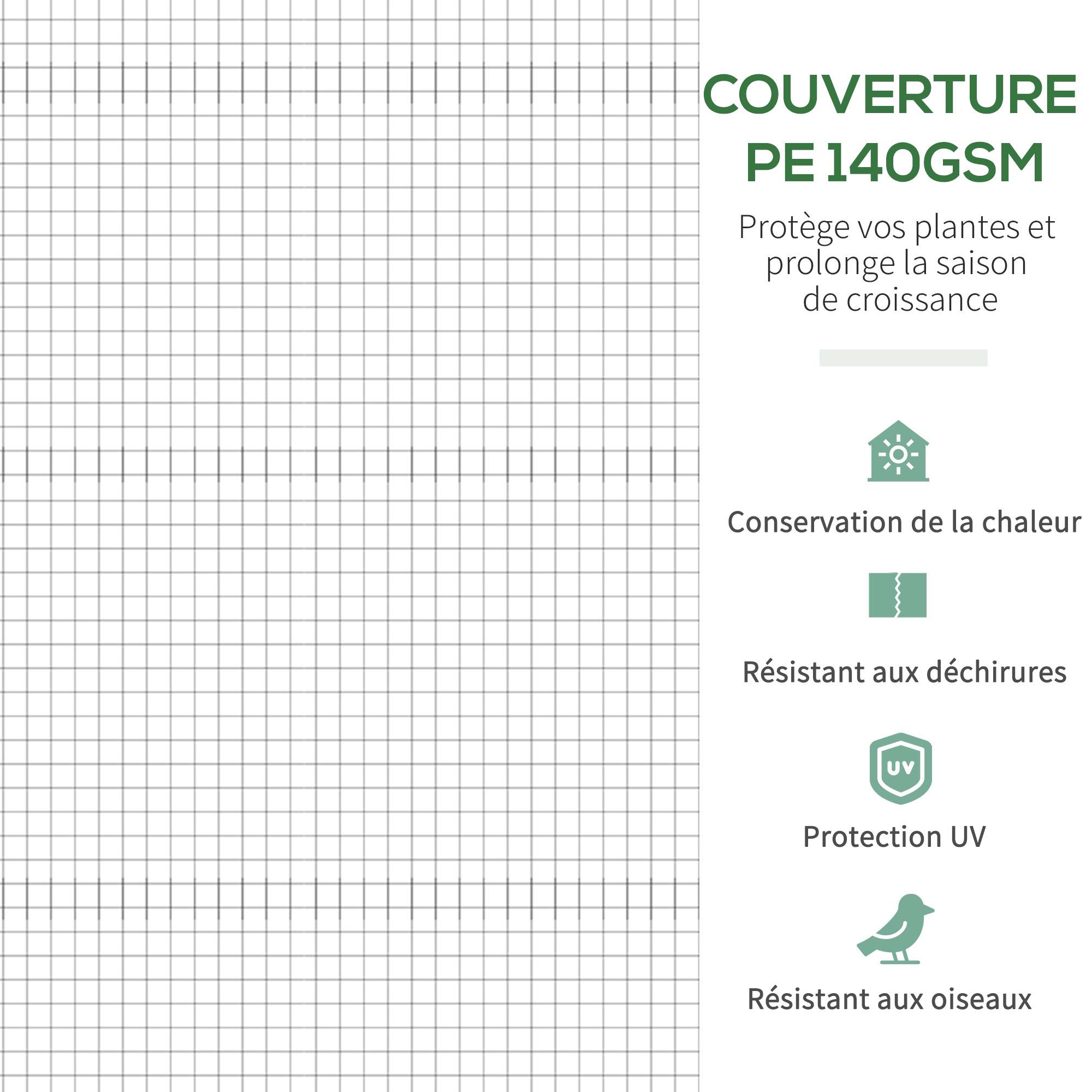 Serre de jardin tunnel 10,4 m² serre de jardin anti-UV porte zippée enroulable fenêtres maille 350 x 300 x 200 cm blanc - Image 7