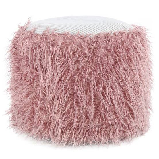Pouf Ronde Rose Pouf Rond Imitation Fourrure