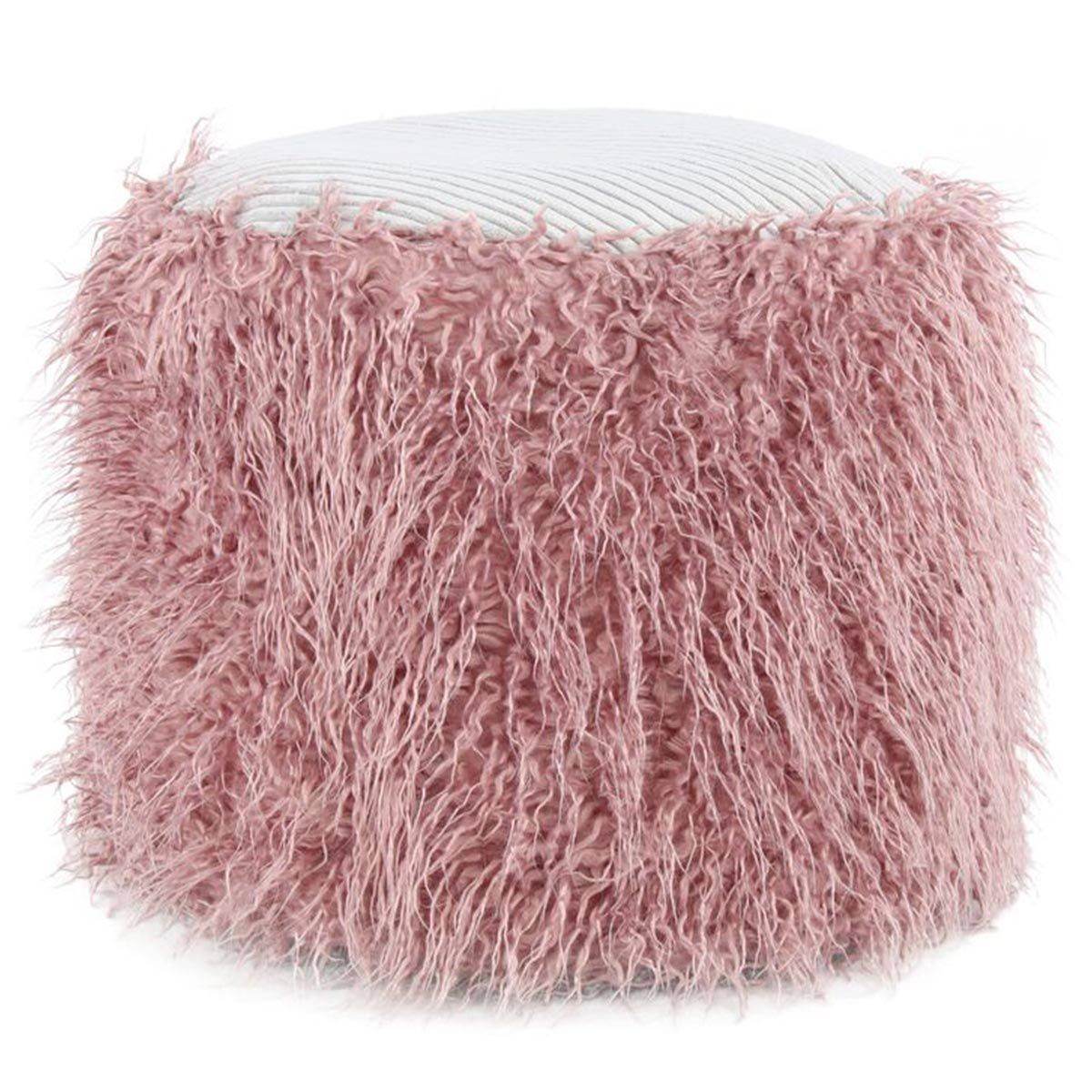 Pouf Rond Imitation Fourrure 