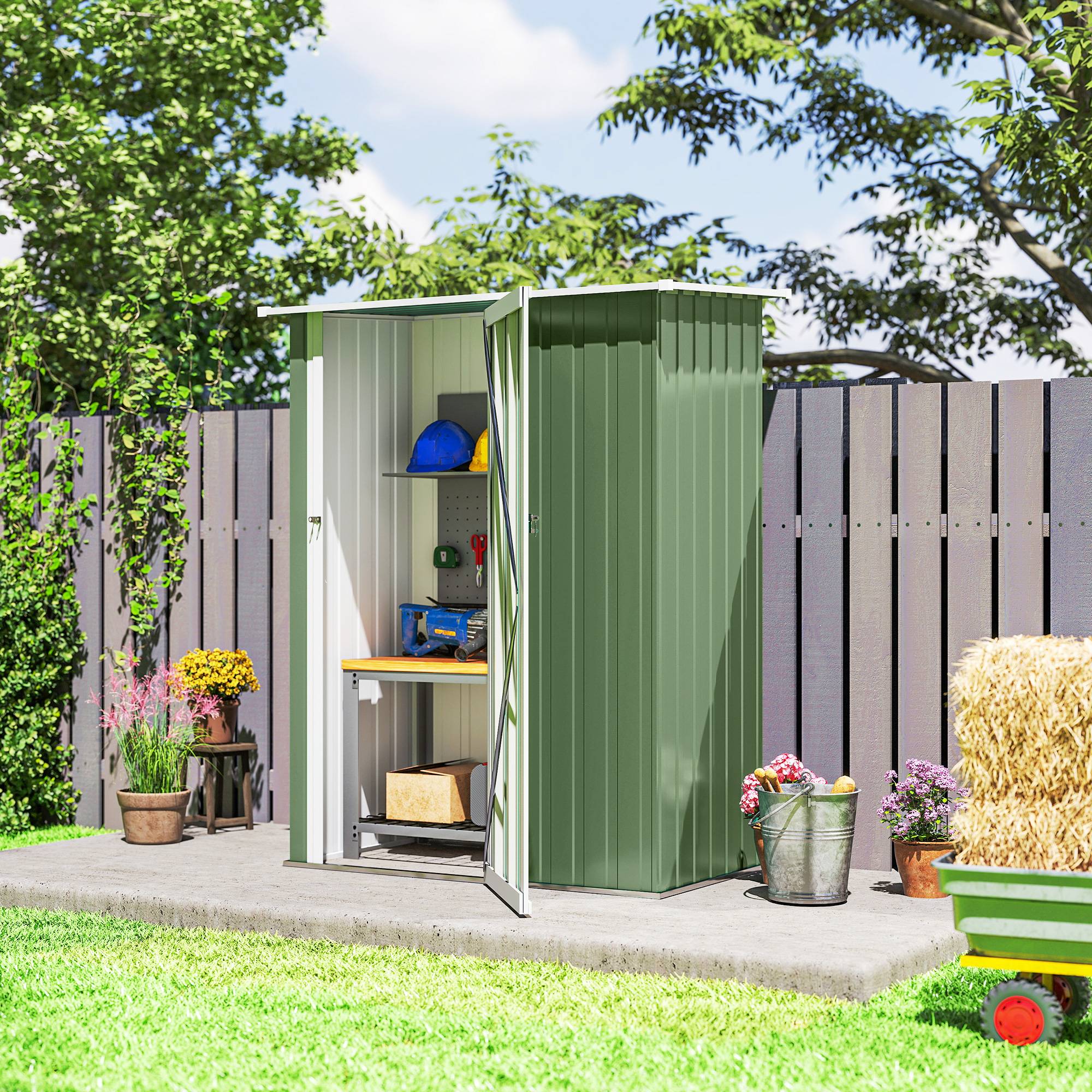 PANGIVO - Abri de jardin acier vert 142 x 86 x 189 cm - PANGIVO - Image 9